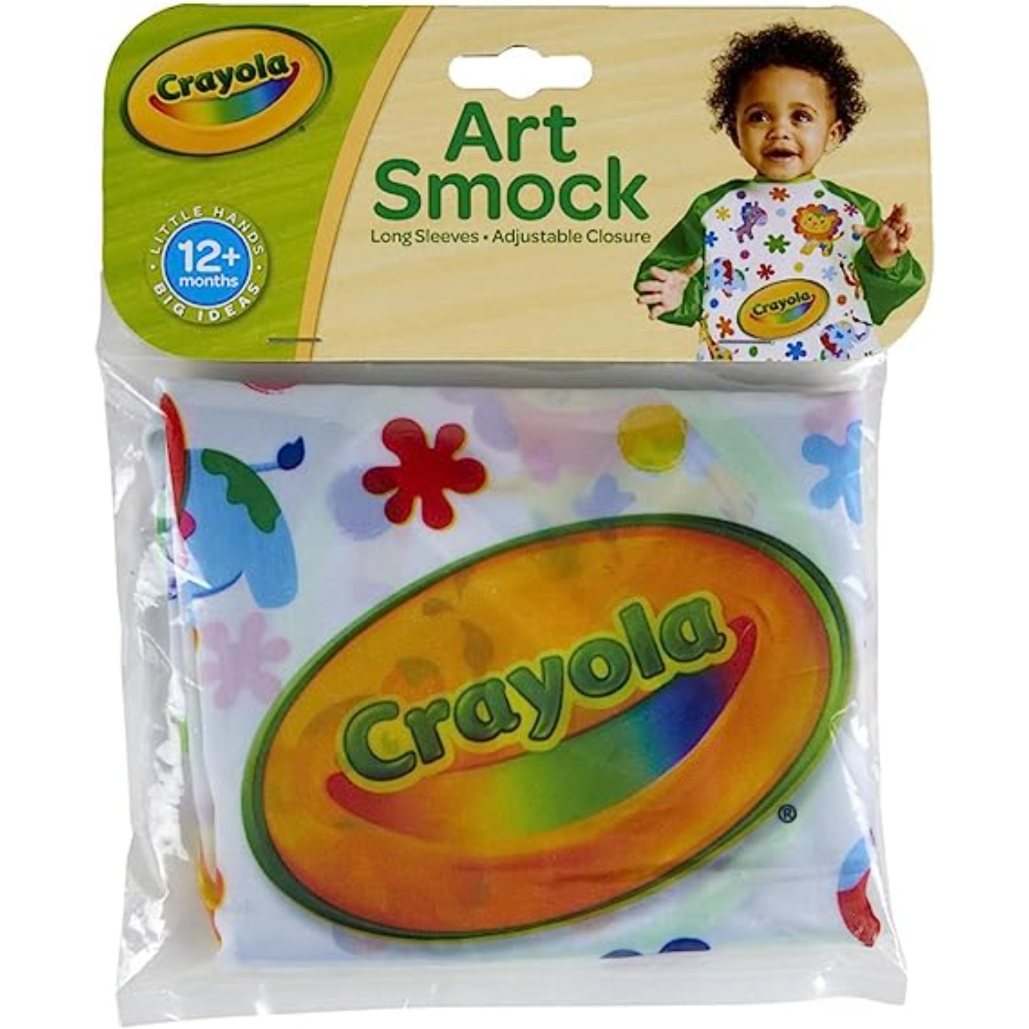 Crayola Art Smock for Toddlers, Small Waterproof Bib, Best Fit for Age 1