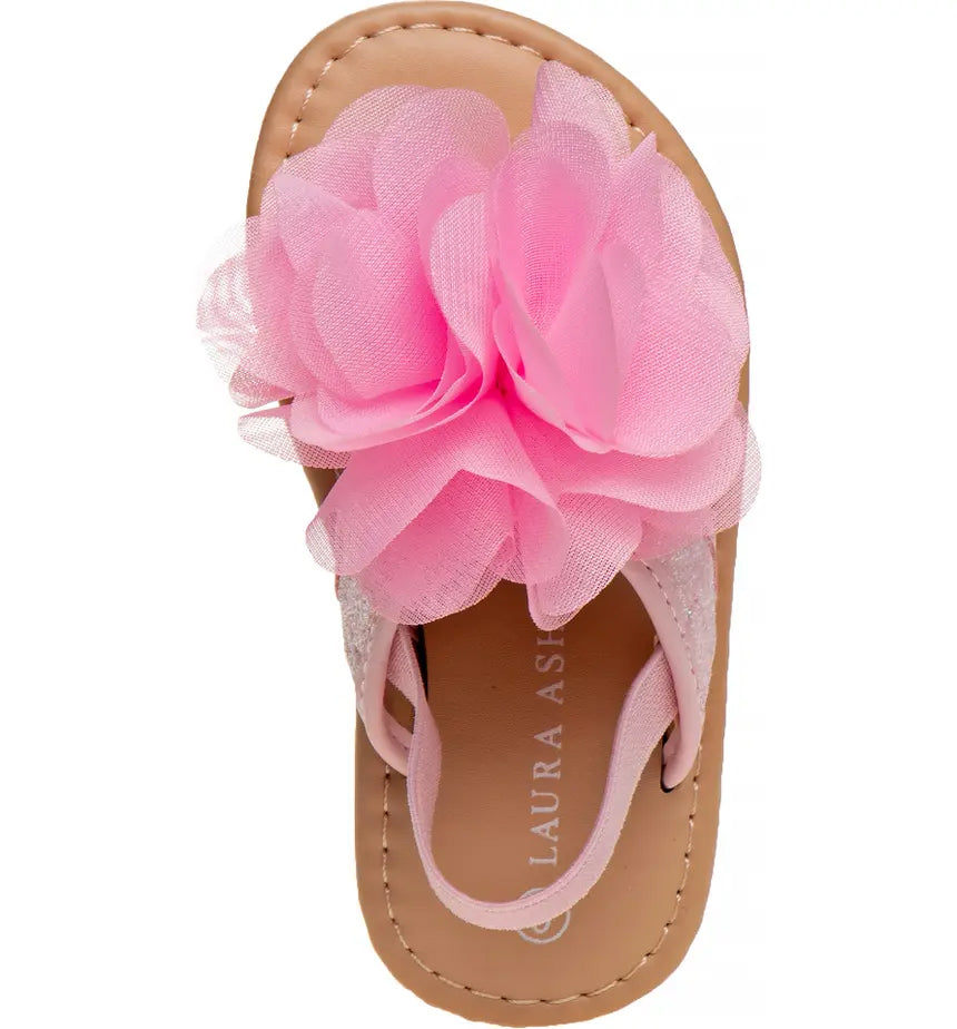 Laura Ashley Toddler Girls Sizes 5-10 Chiffon Floral Slide Sandal