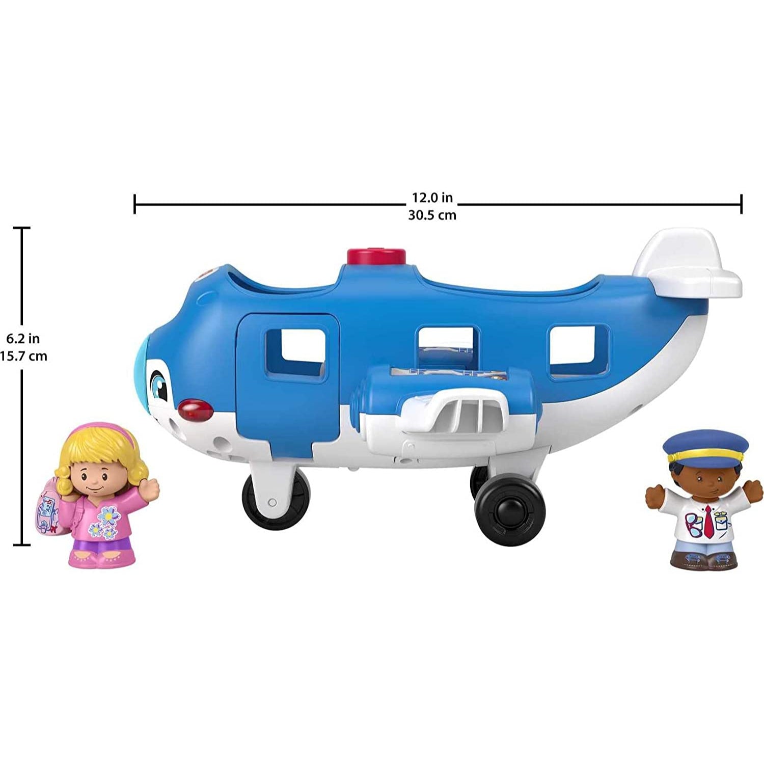 Fisher-Price Little People Airplane Toy with Lights Music and 2 Figures for Toddler Pretend Play