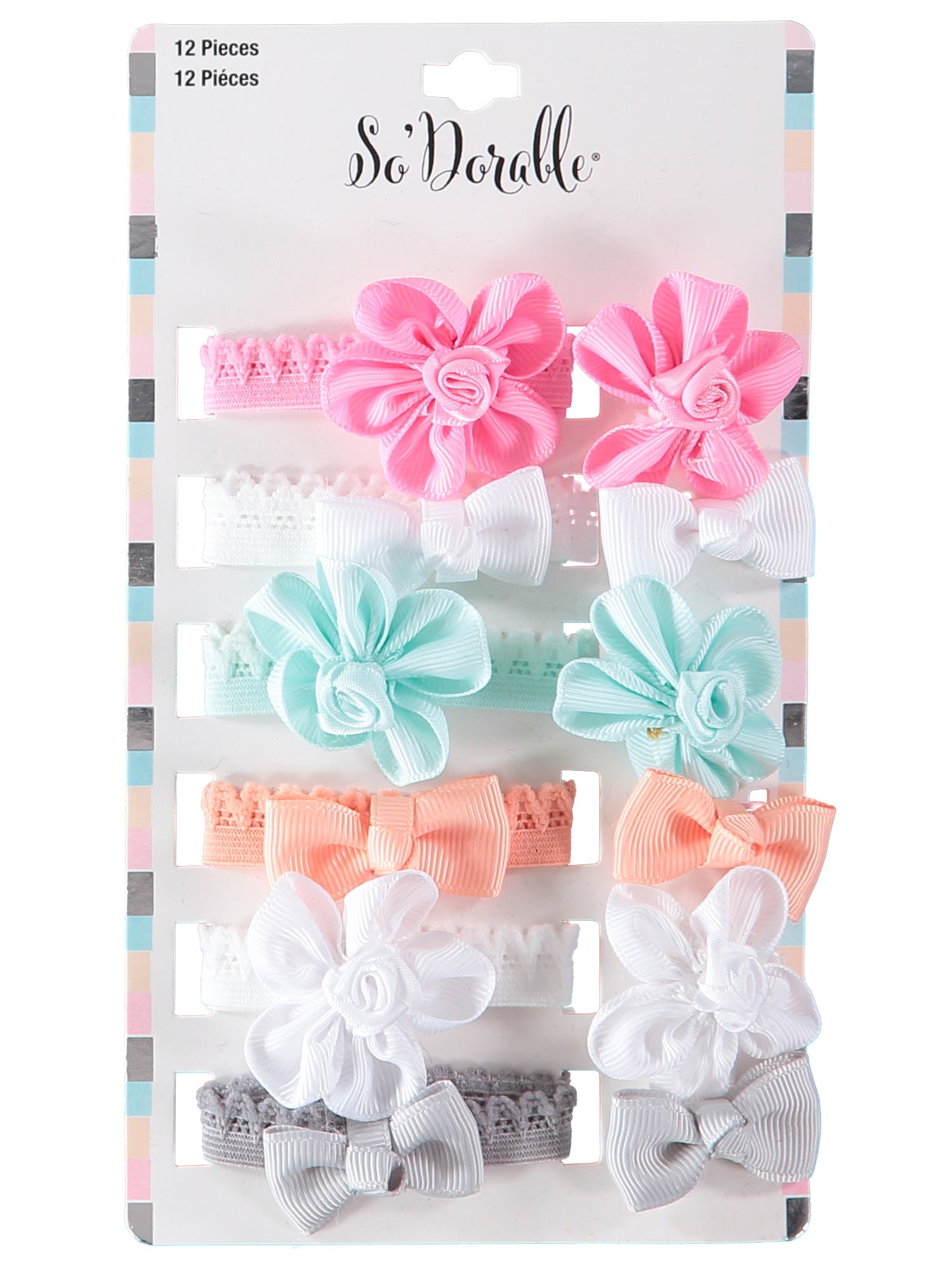 So Dorable 12 Piece Bow Headwrap - Snap Clip Set