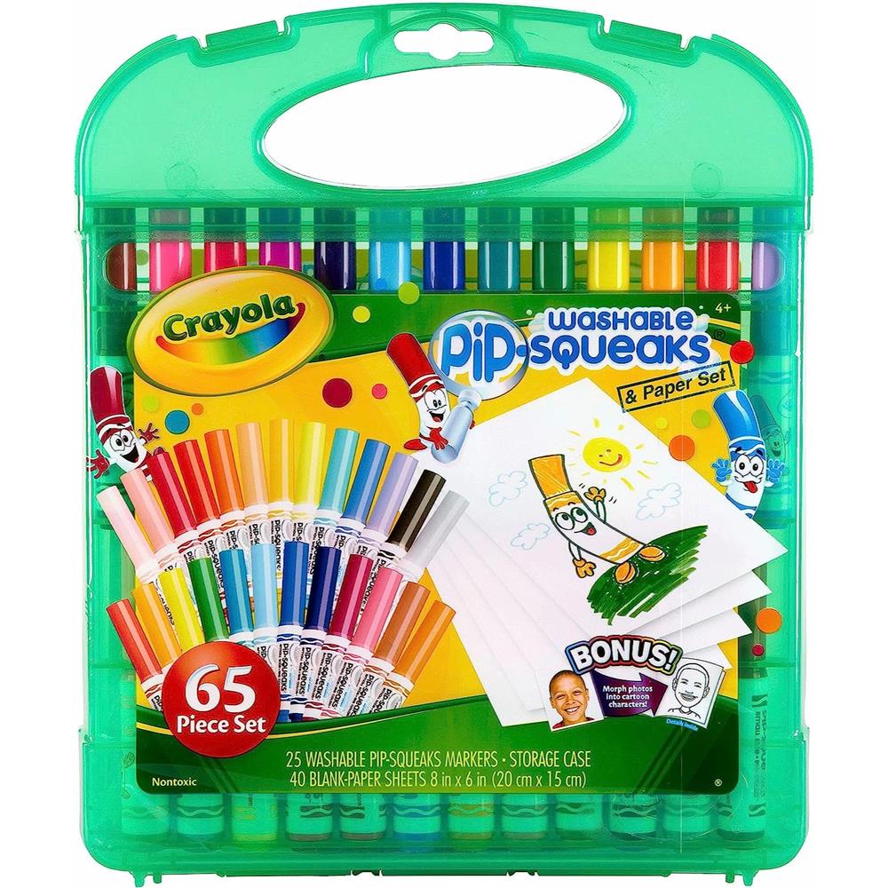 Crayola Pip Squeaks Marker Set (65ct), Washable Markers, Kids Art Supplies