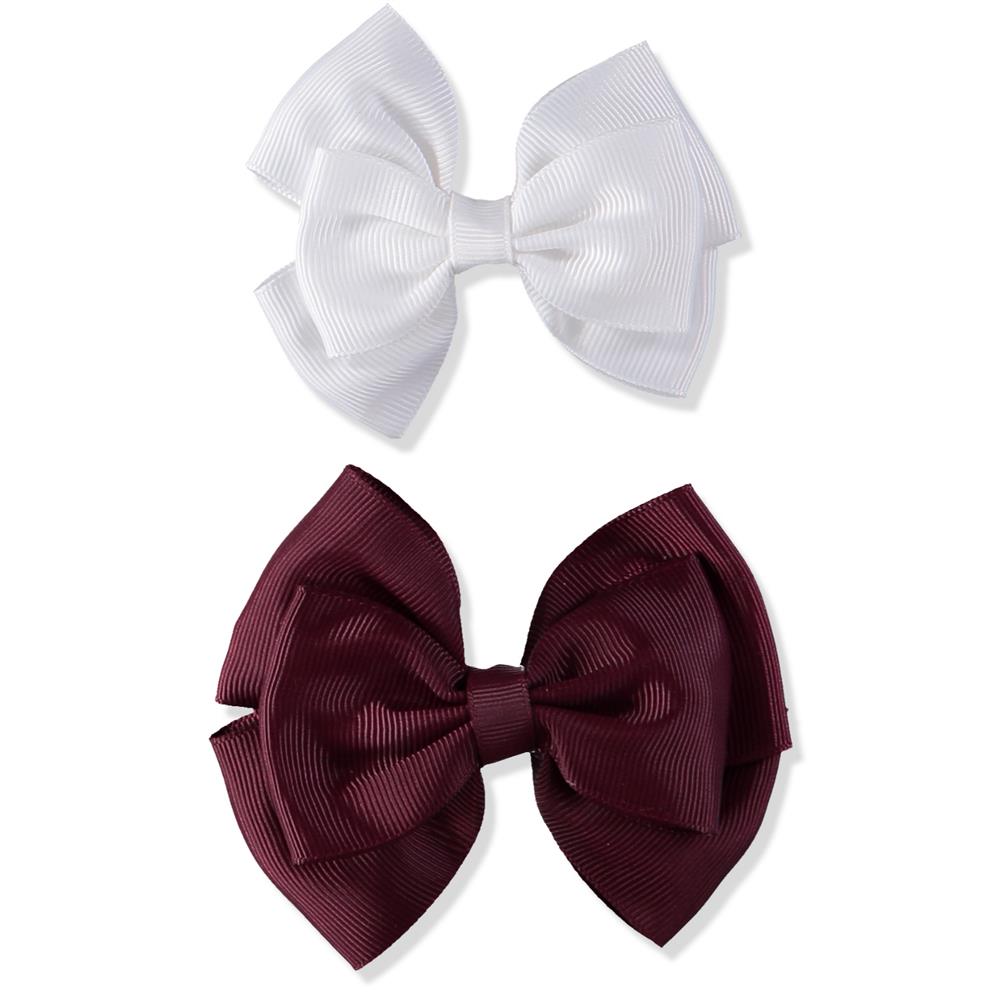 French Toast Two Layer Bow Barrettes, 2 Pack