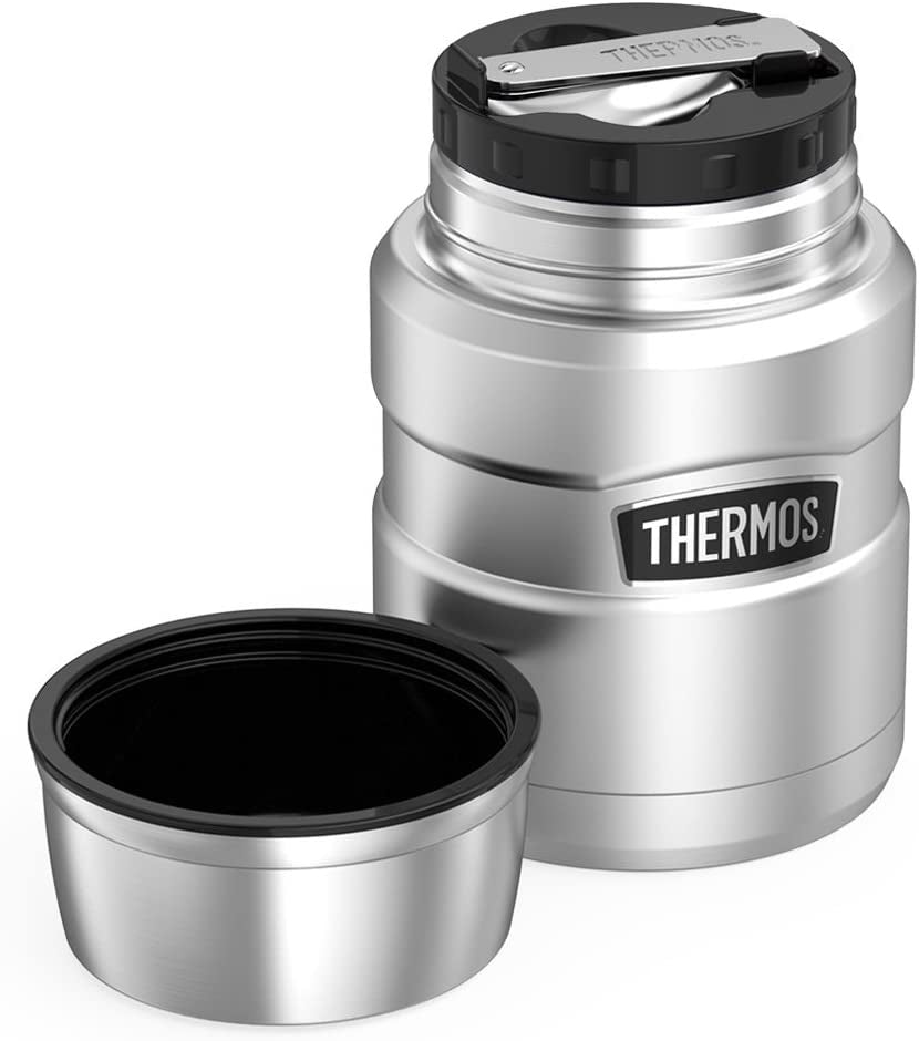 THERMOS Stainless King Vacuum-Insulated Food Jar with Spoon, 16 Ounce, Matte Steel