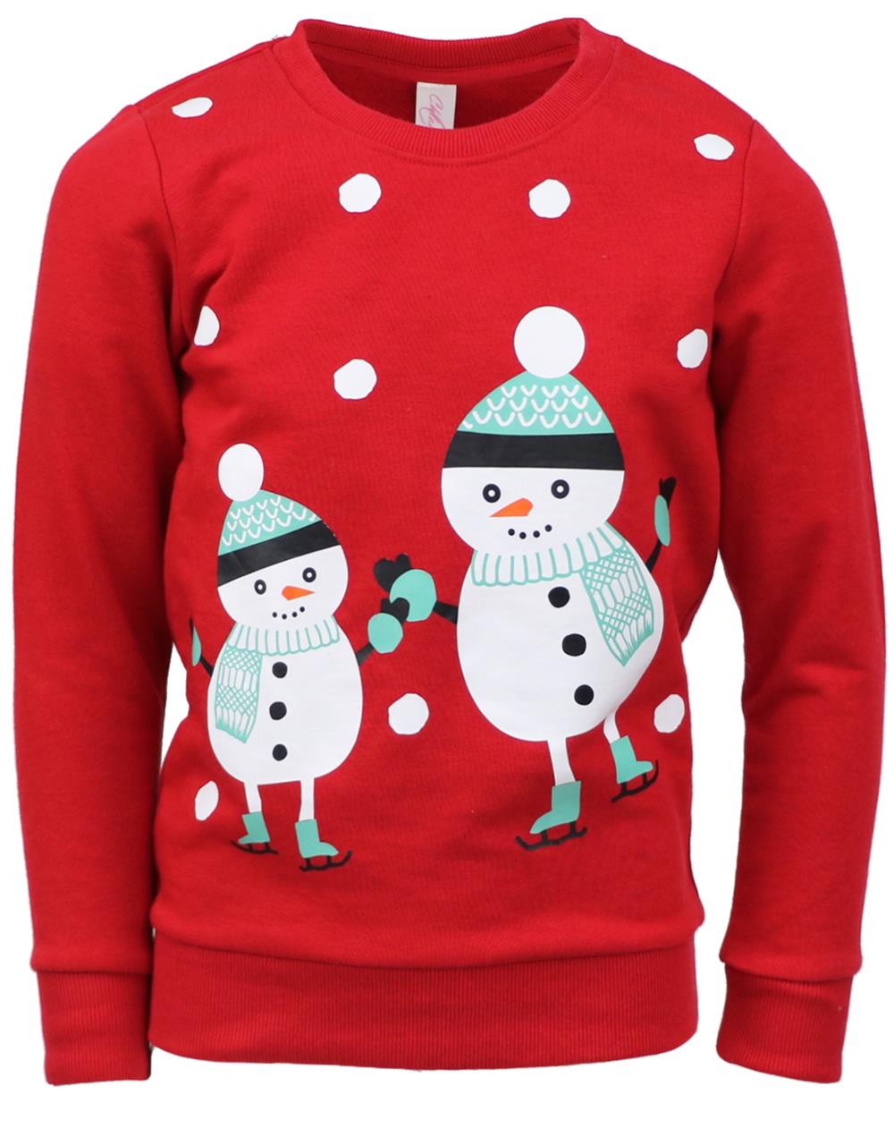 Cyndeelee Girls 2-16 French Terry Playful Snowman Sweatshirt