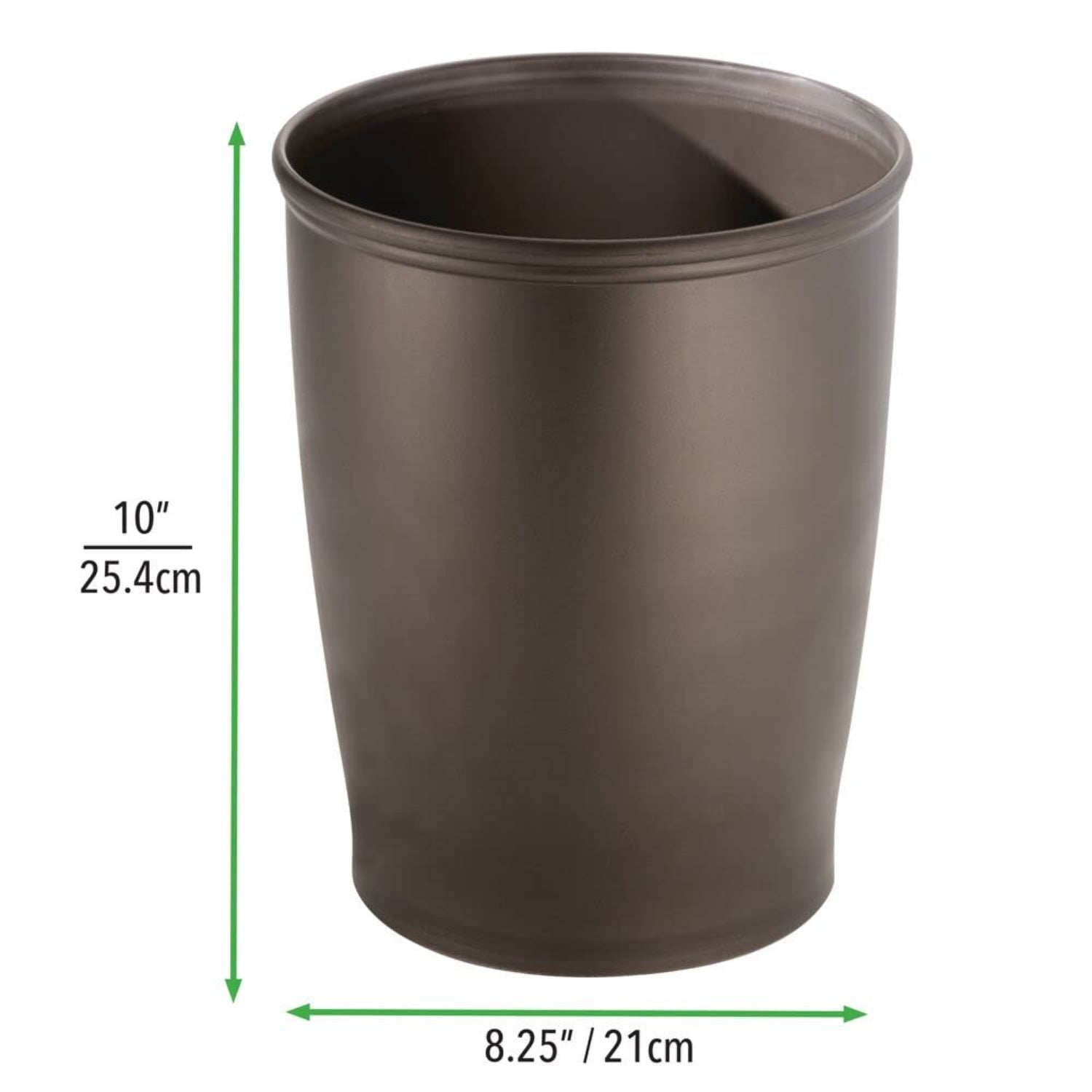 mDesign Plastic Bathroom Garbage Can, 1.6 Gallon Trash Can - 2 Pack - Bronze