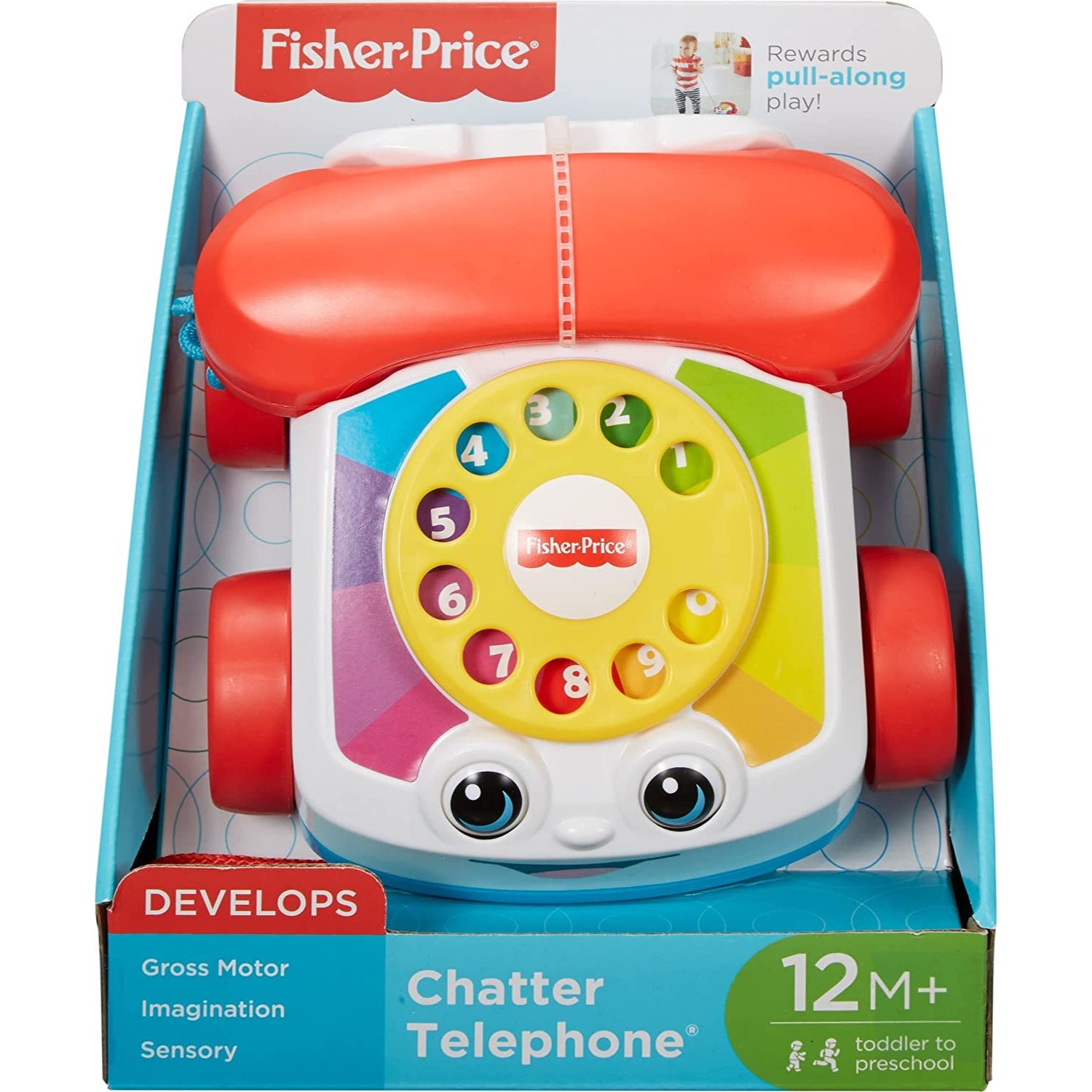 Fisher-Price Toddler Pull Toy Chatter Telephone Pretend Phone With Rotary Dial