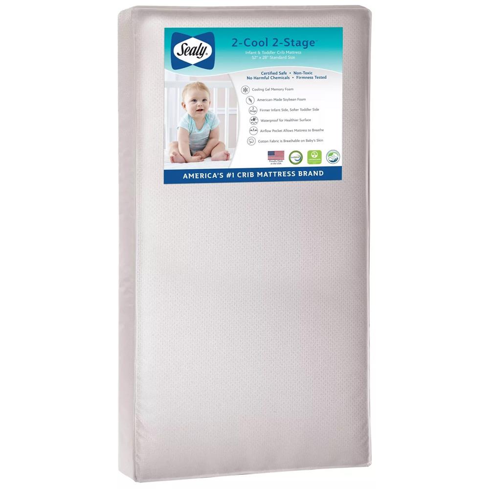 Sealy Soybean Dreams Antibacterial 2-Stage Dual Firmness Waterproof Standard Toddler & Baby Crib Mat