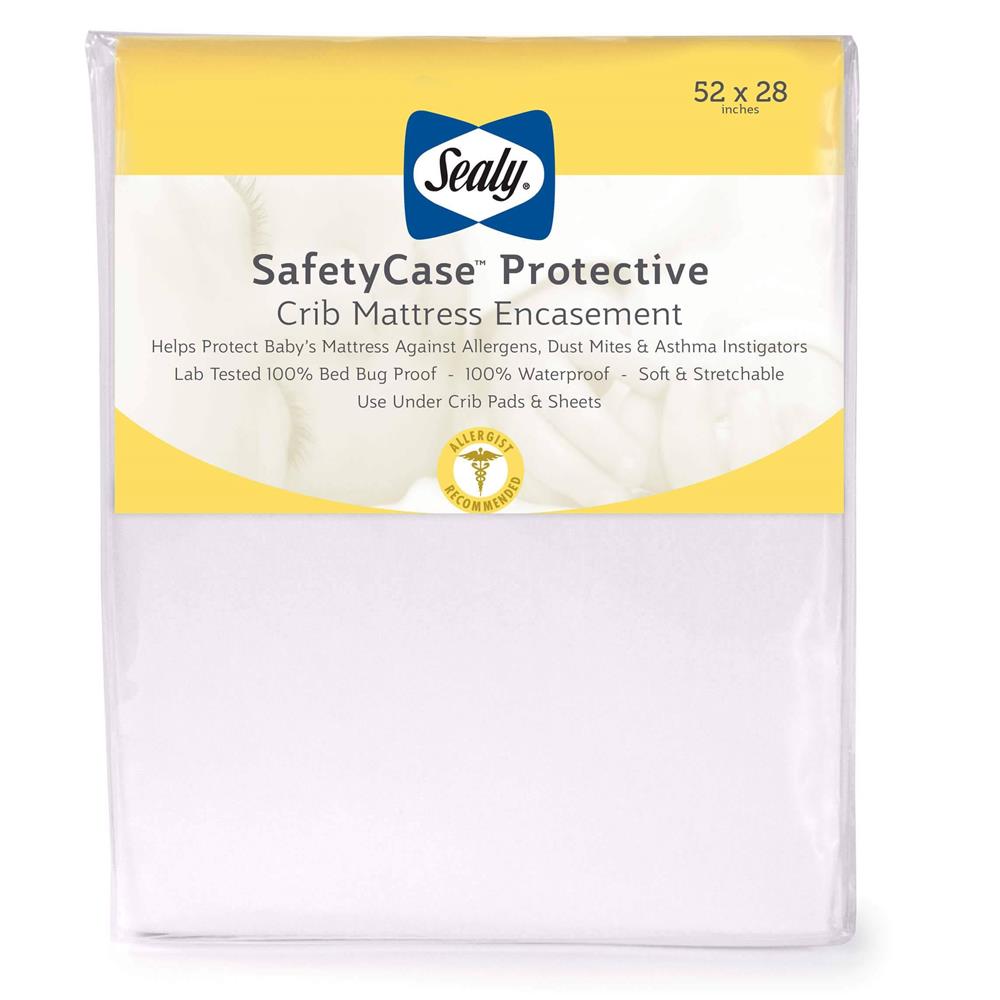 Sealy SafetyCase Protective Waterproof Zippered Crib Mattress Encasement, 52” x 28”