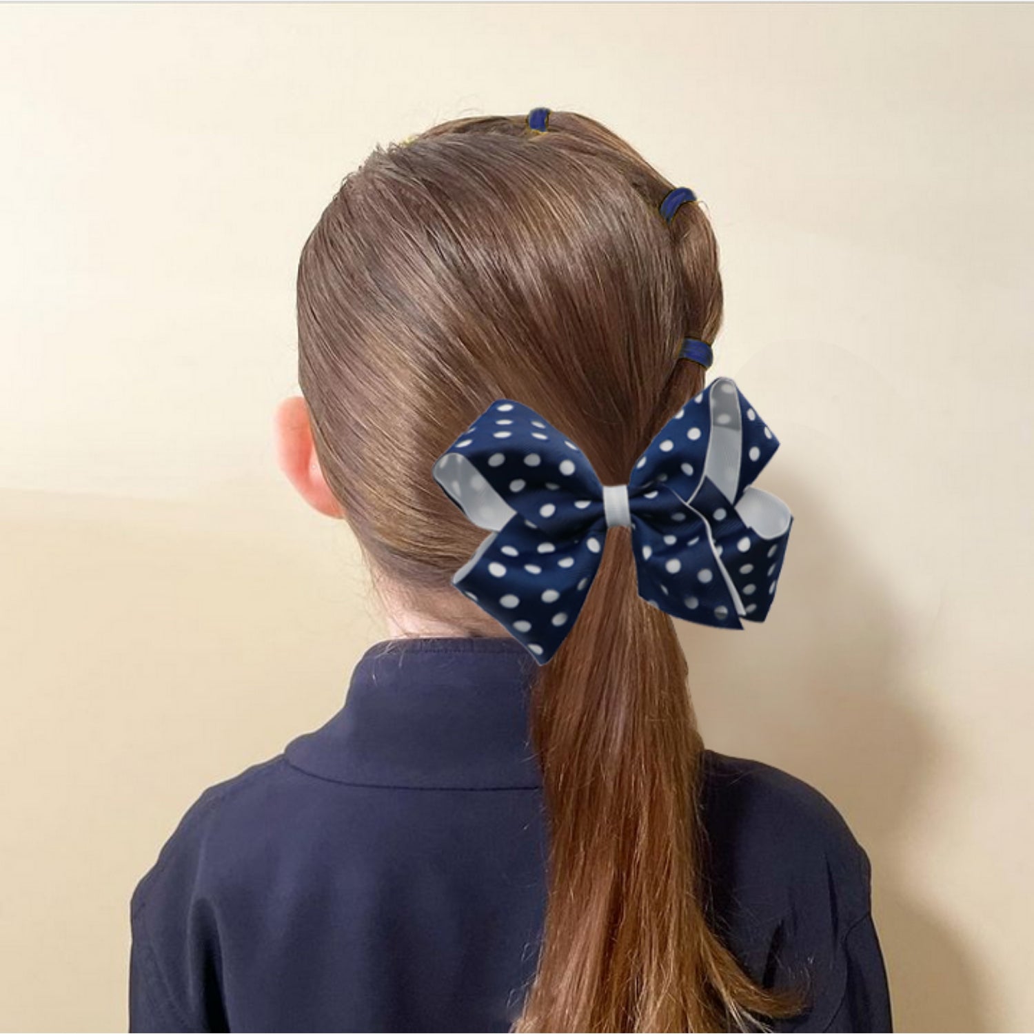 French Toast Perforated Dots Two Tone Bow Barrette