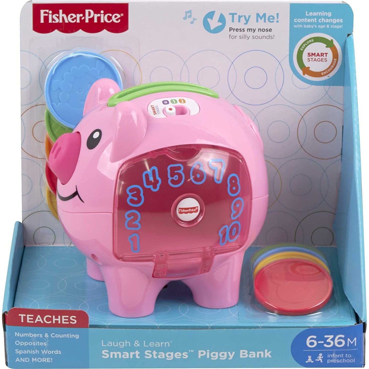 Fisher Price Laugh & Learn Baby Learning Toy Smart Stages Piggy Bank