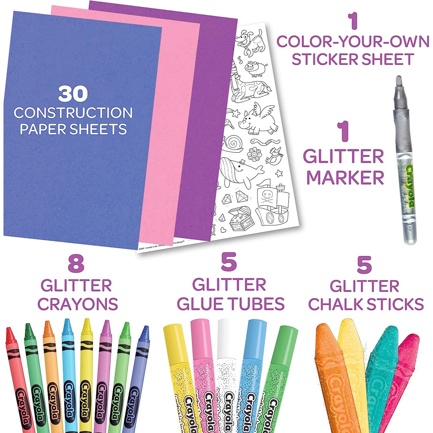 Crayola All That Glitters Art Case Coloring Set, Toys, Gift for Kids Age 5+