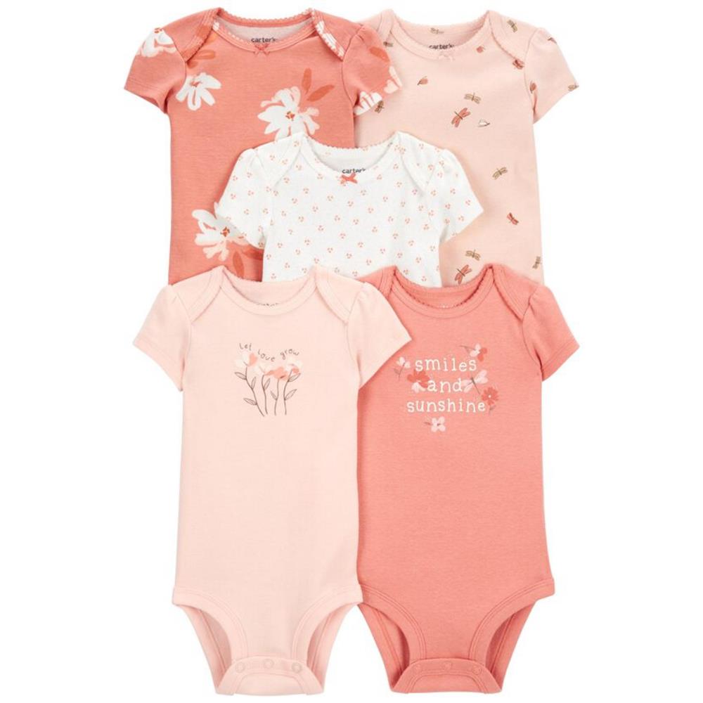 Carters Girls 0-24 Months 5-Pack Short-Sleeve Original Bodysuits