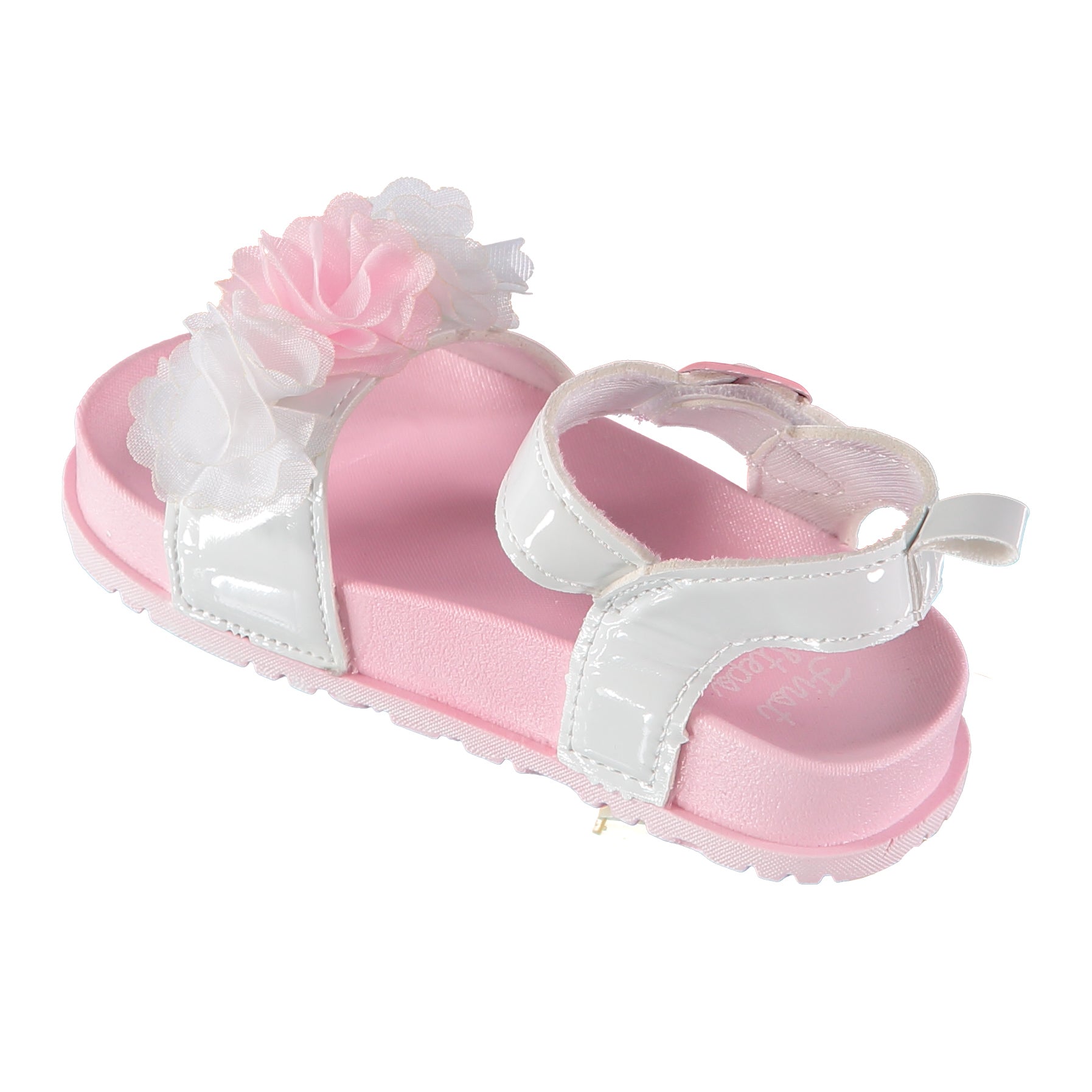 First Steps By Stepping Stones Baby Girls and Toddler Girls Flower Patent Slides Sandals