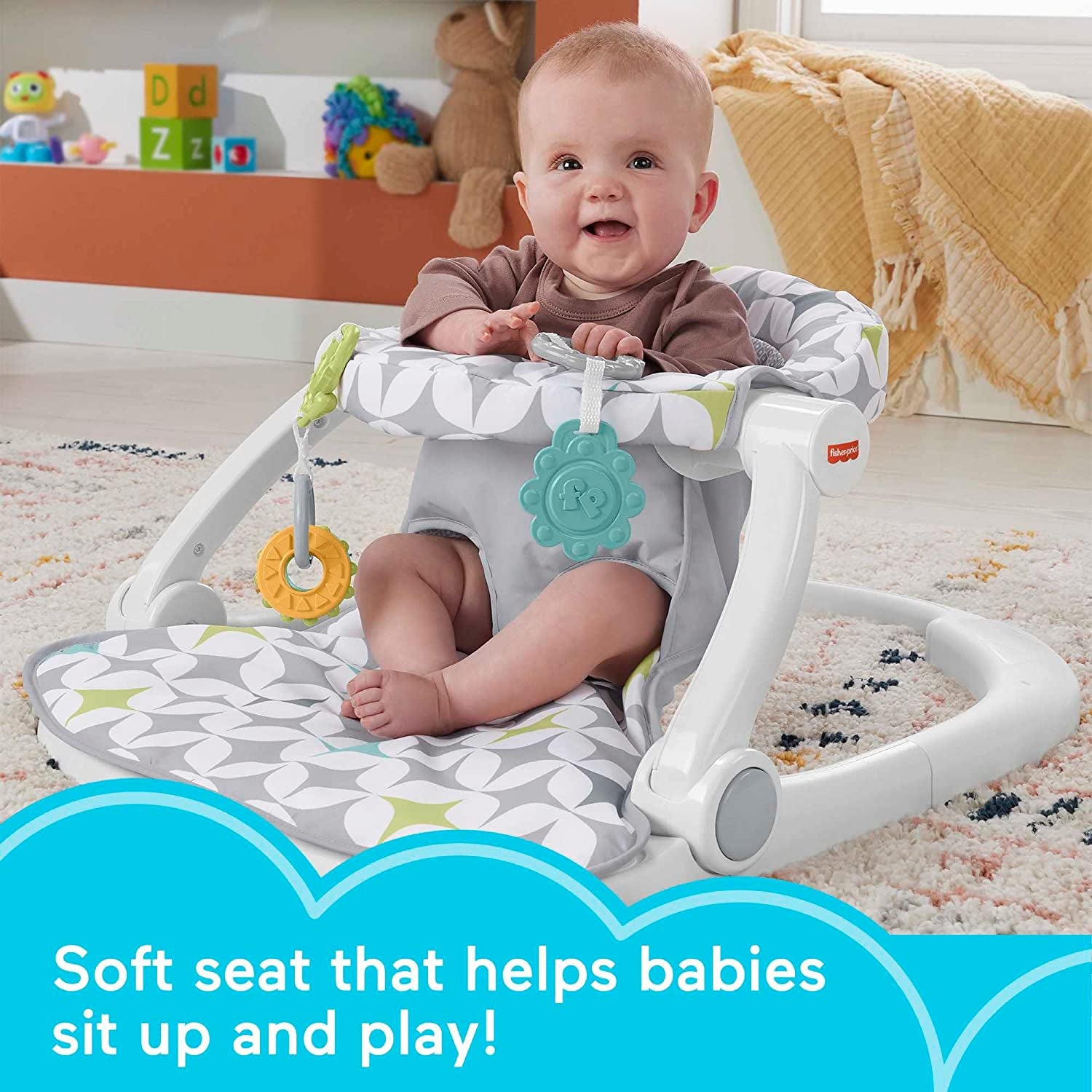 Fisher-Price Portable Baby Chair Sit-Me-Up Floor Seat With Developmental Toys