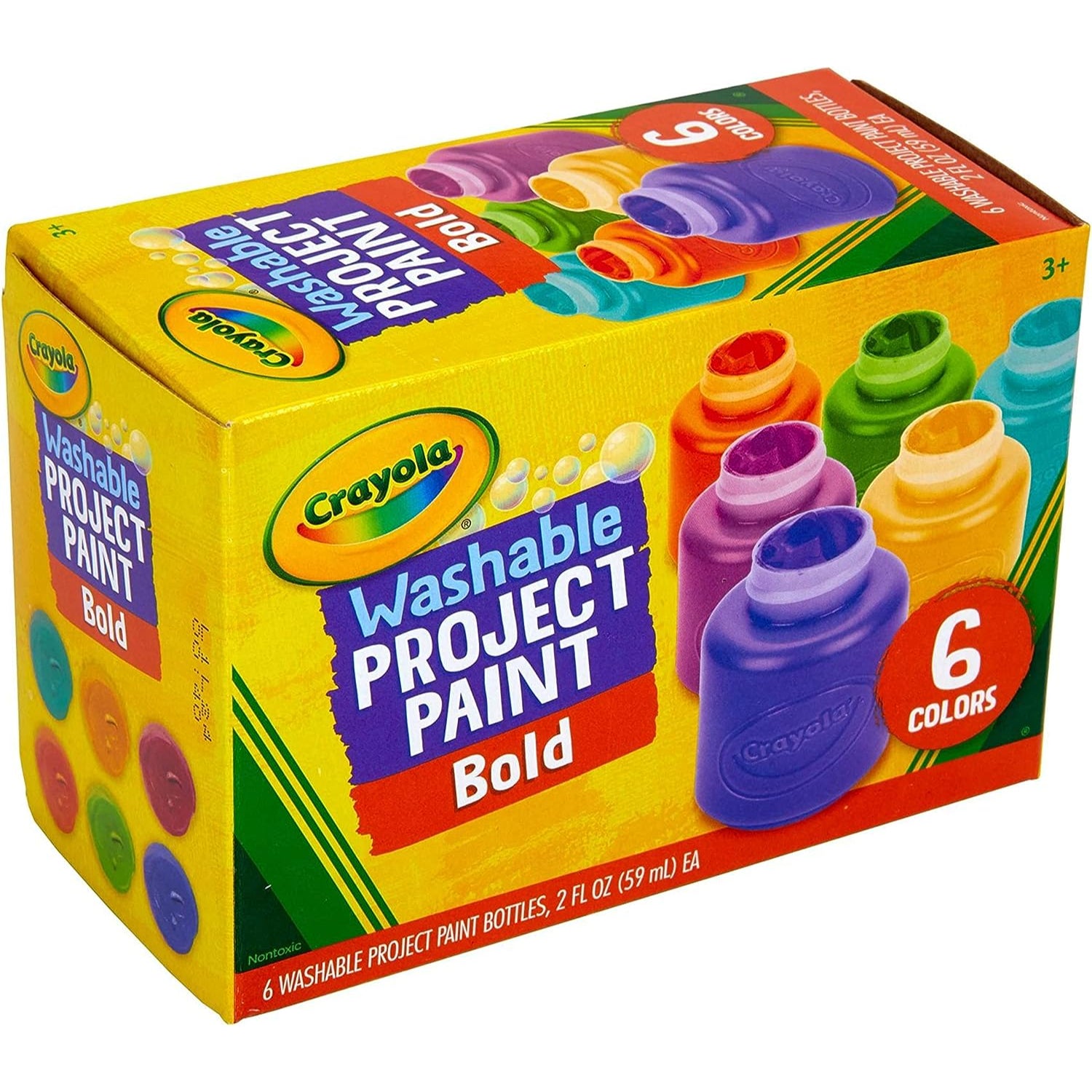 Crayola Washable Kids Paint, Assorted Bold Colors, Painting Supplies, 6 Count