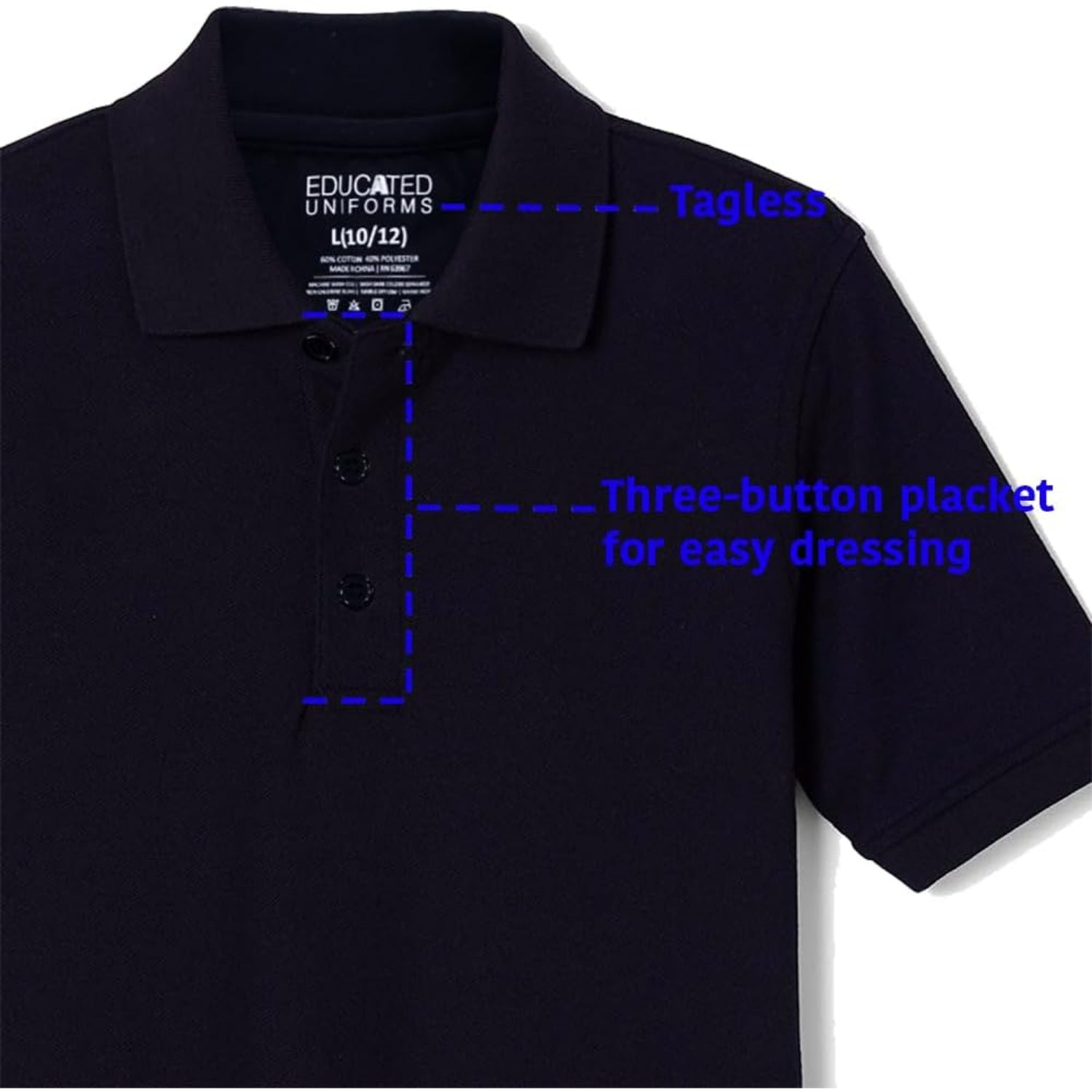 Educated Uniforms Boys 4-20 Short Sleeve Pique Polo Shirt, 3-Pack