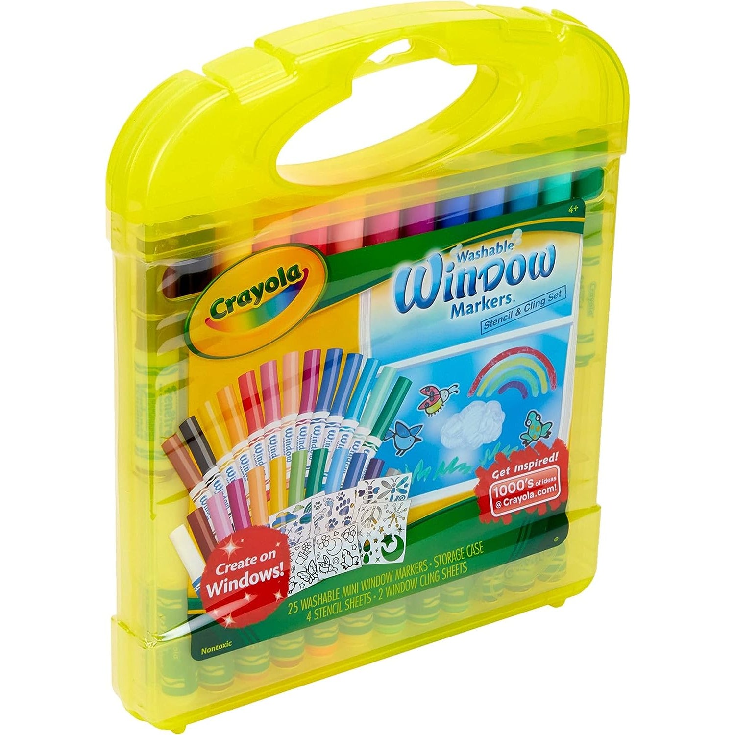 Crayola Window Markers & Stencil Set, Craft, 30+ Pieces, Gifts for Kids