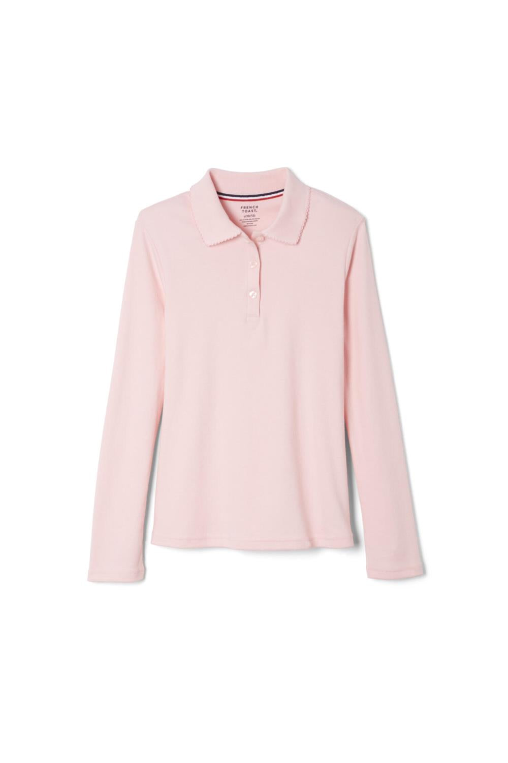 French Toast Girls 2-6x Long Sleeve Interlock Polo with Picot Collar