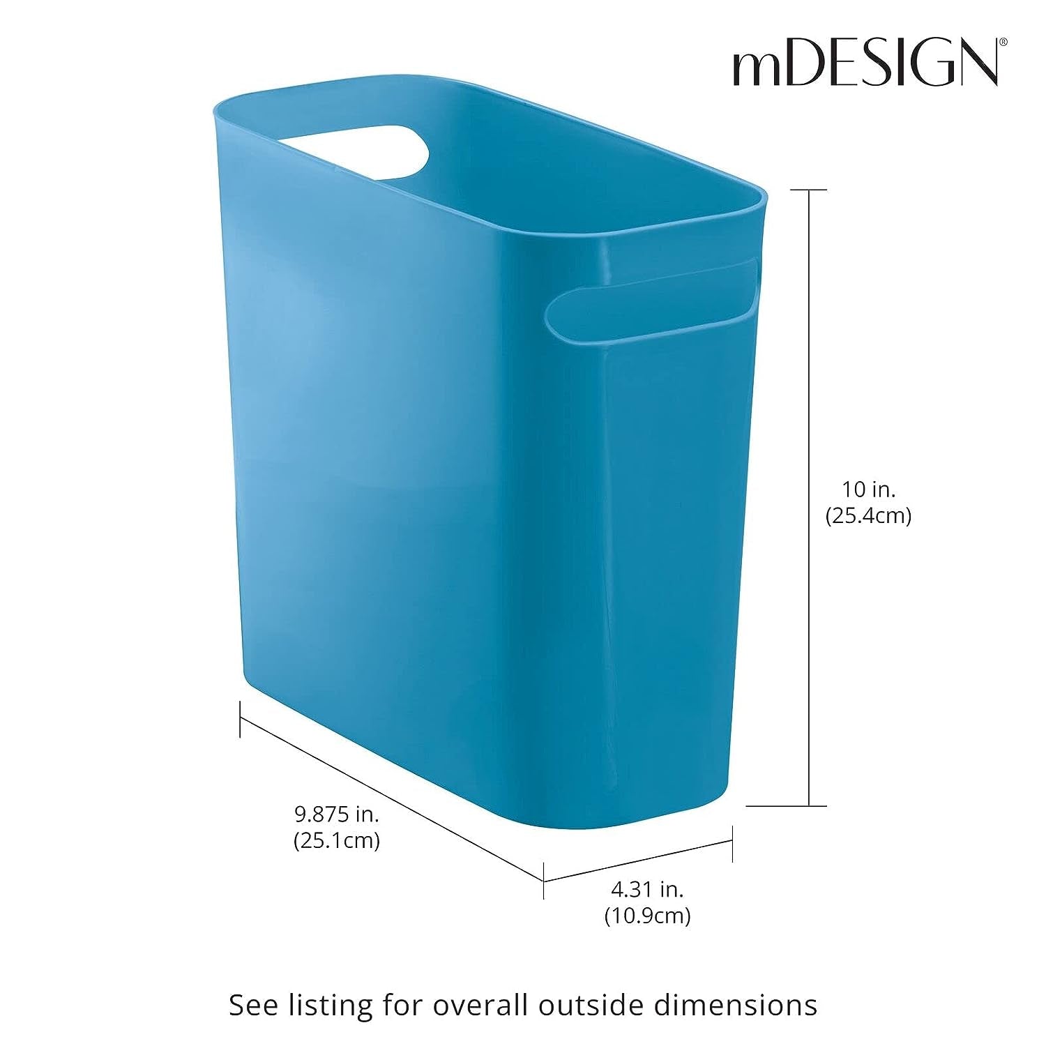 mDesign Plastic Small Trash Can, 1.5 Gallon, Cornflower Blue