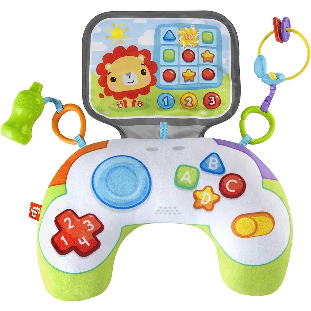 Fisher-Price Littlest Gamer Tummy Time Wedge with 2 Linkable Baby Toys