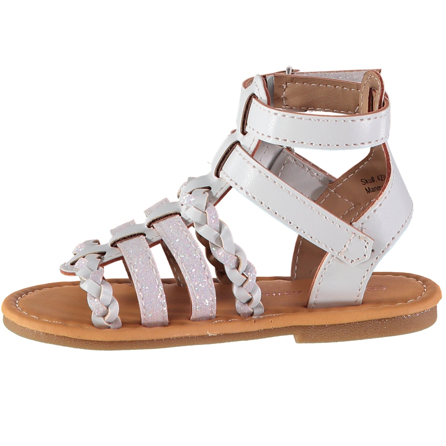 Laura Ashley Toddler Girls Sizes 5-10 Braided Strap Gladiator Sandal with Hook and Loop Closure