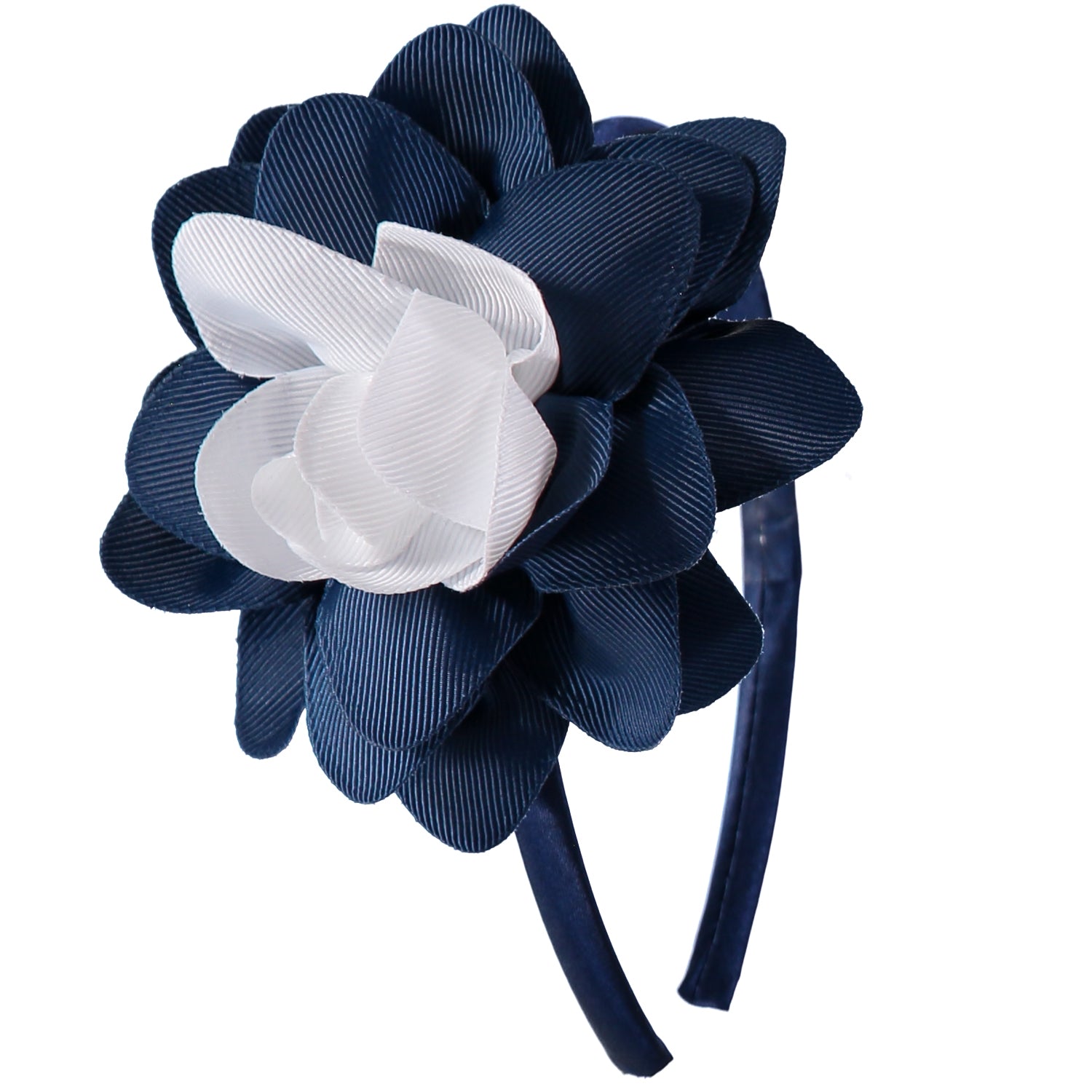 French Toast Bow Headband with Grosgrain Flower