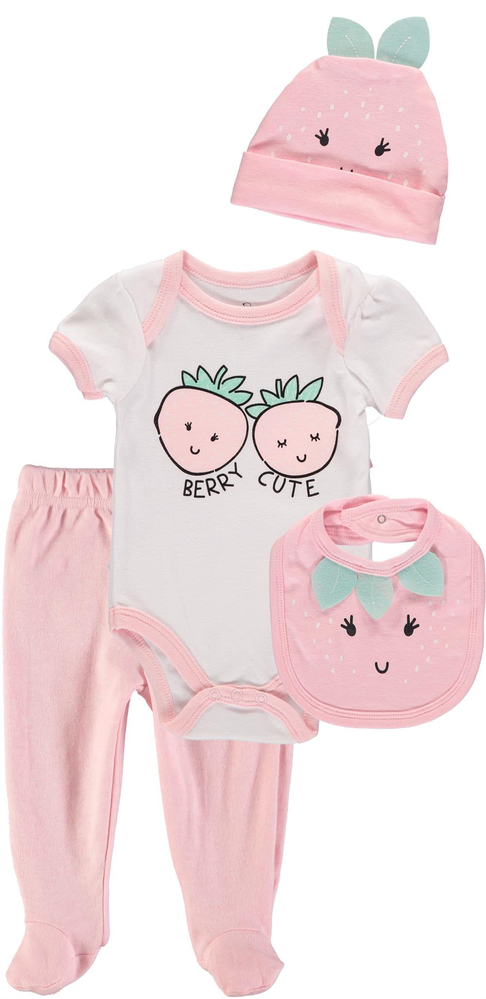 Duck Duck Goose Girls 0-9 Months Strawberry 4-Piece Set