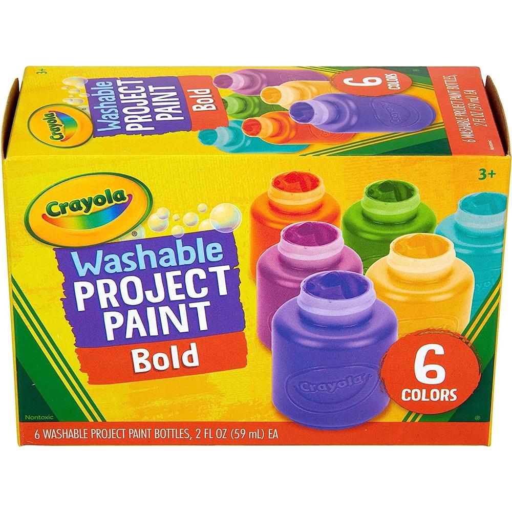 Crayola Washable Kids Paint, Assorted Bold Colors, Painting Supplies, 6 Count