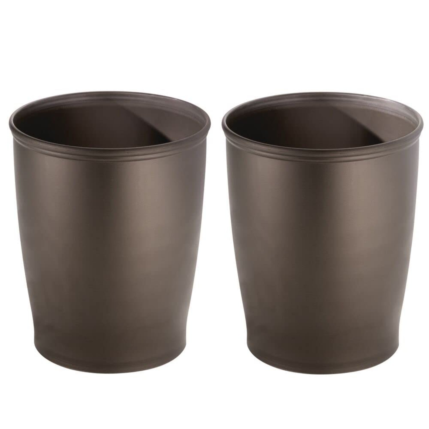 mDesign Plastic Bathroom Garbage Can, 1.6 Gallon Trash Can - 2 Pack - Bronze