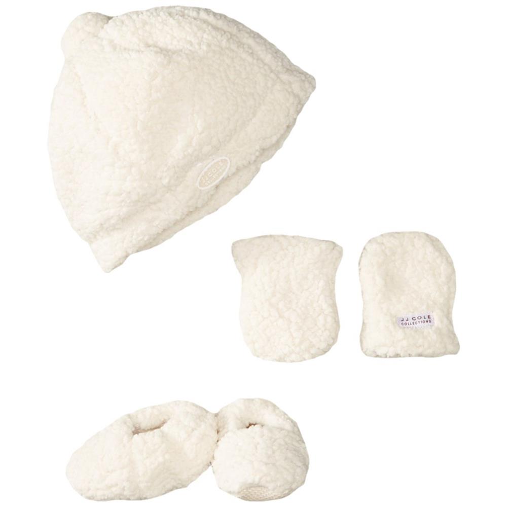 JJ Cole Bundle me Shearling Baby Hat, Mittens and Booties Set