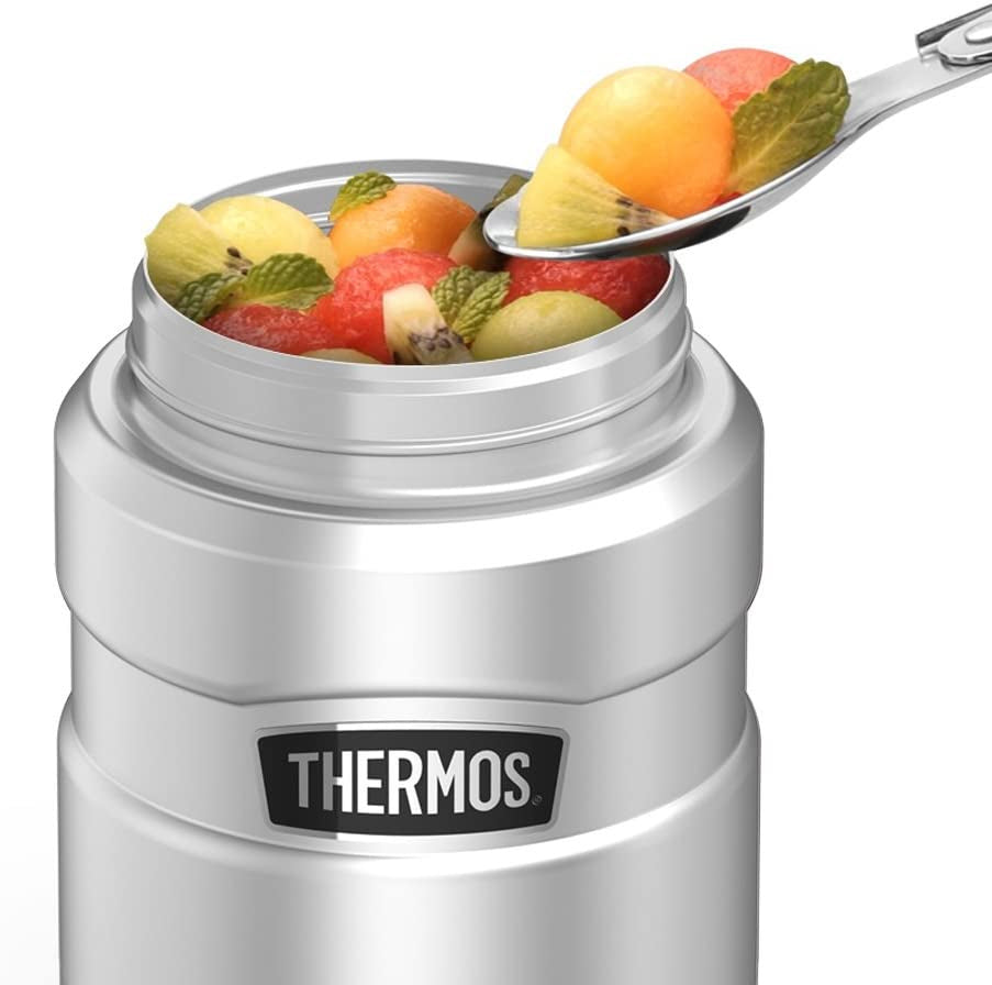 THERMOS Stainless King Vacuum-Insulated Food Jar with Spoon, 16 Ounce, Matte Steel