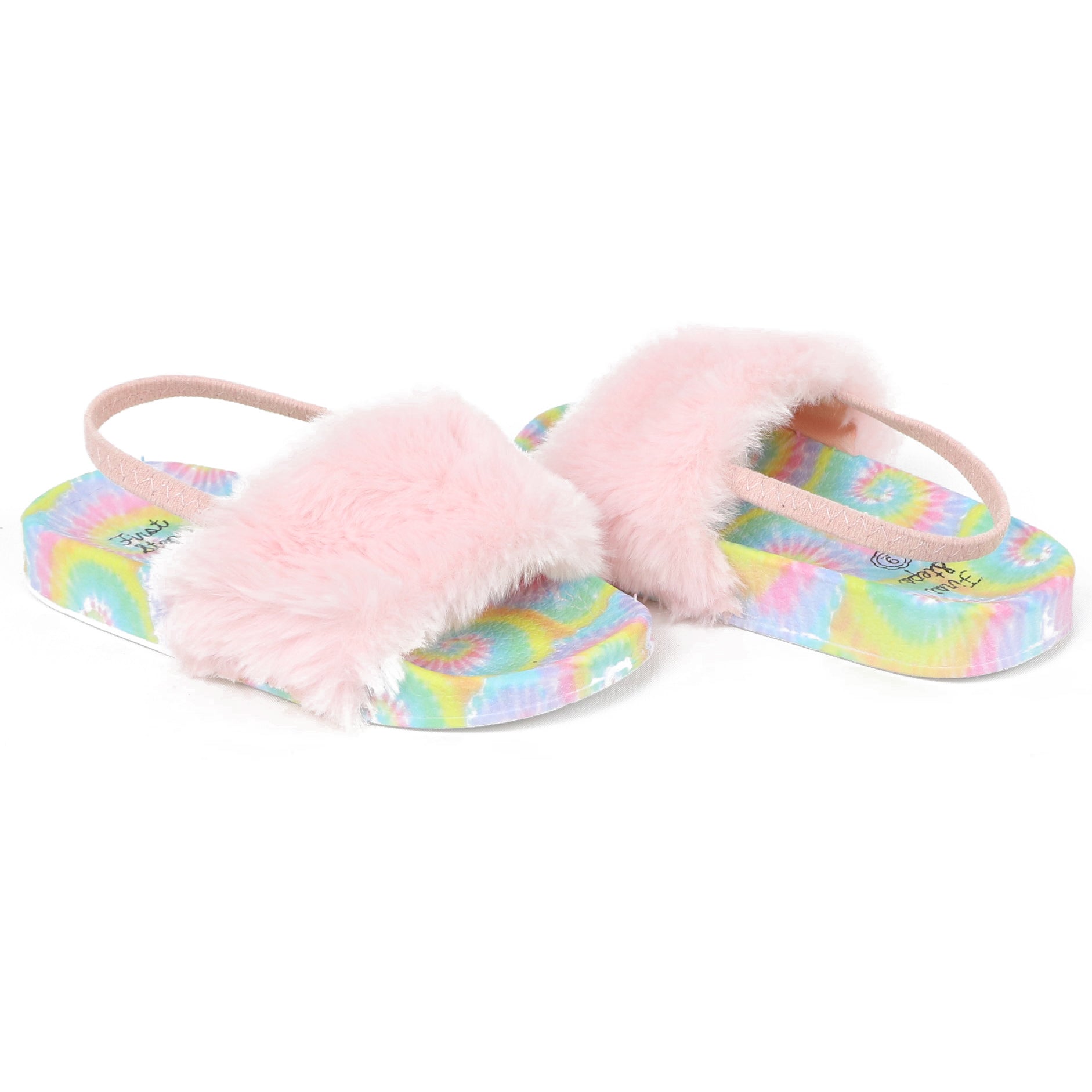 Stepping Stones Toddler Girls and Little Girls Shoe Size Fur Slide Sandal