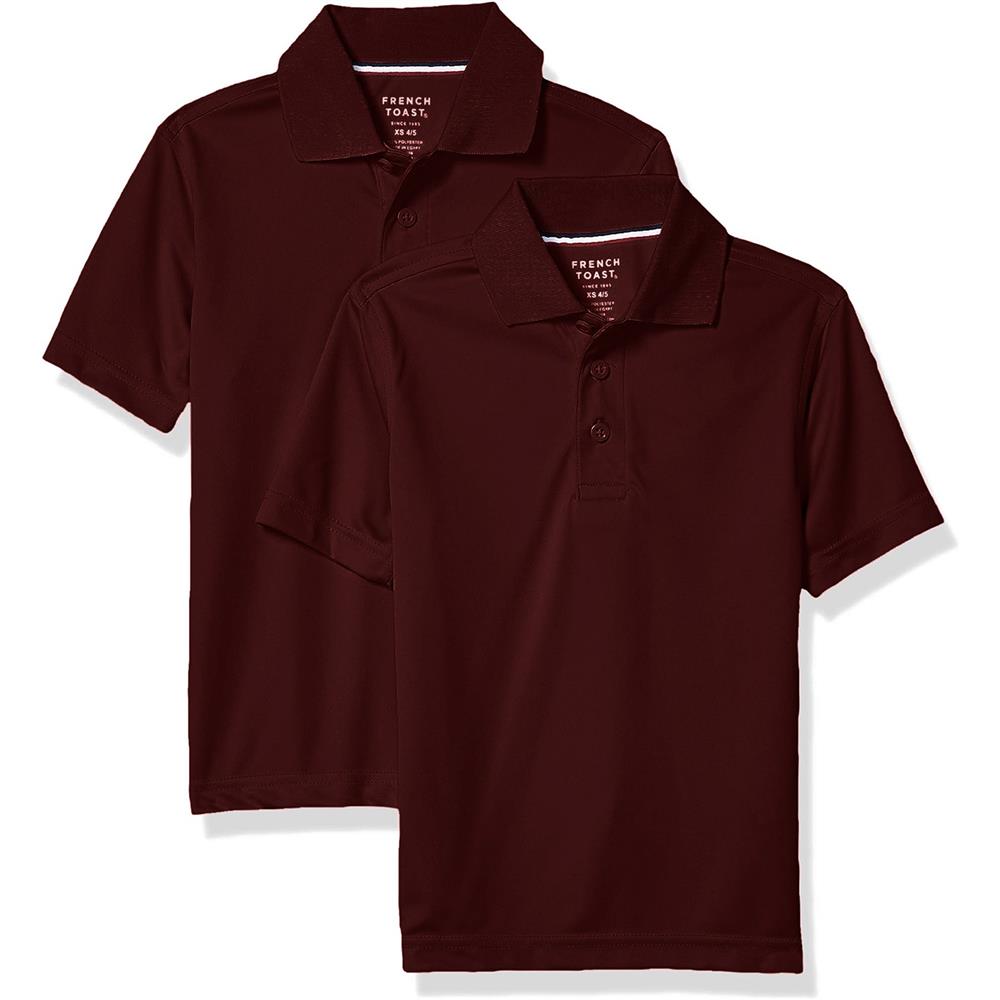 French Toast Boys 4-20 Short Sleeve Moisture Wicking Stretch Sport Polo Shirt, 2-Pack