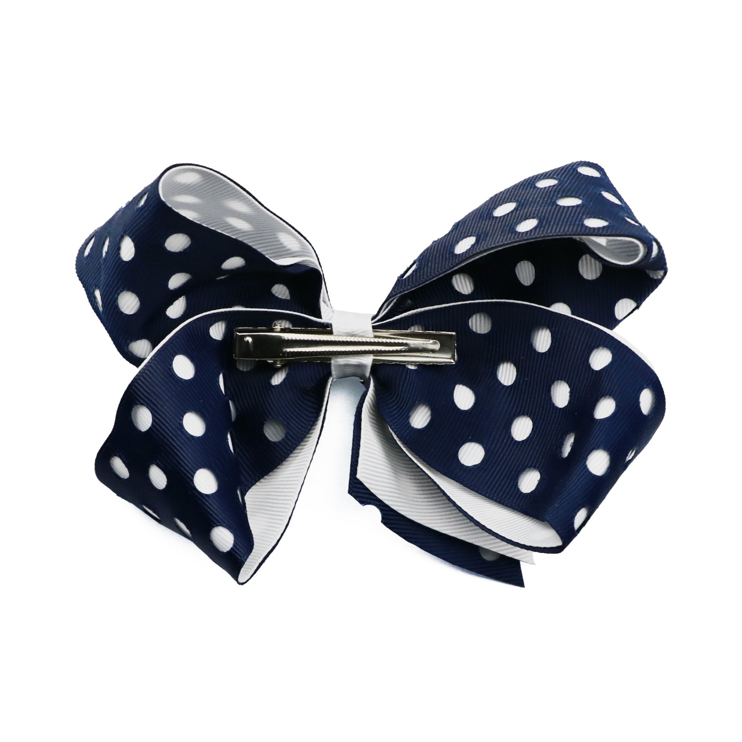 French Toast Perforated Dots Two Tone Bow Barrette