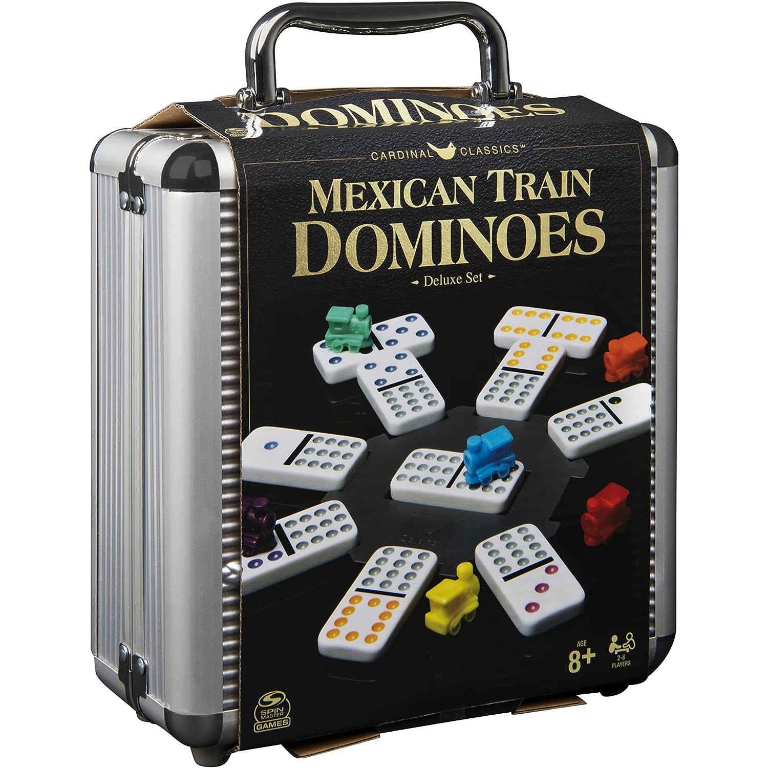 Cardinal Mexican Train Dominoes Deluxe Set by Spin Master Classics Aluminum Carry Case