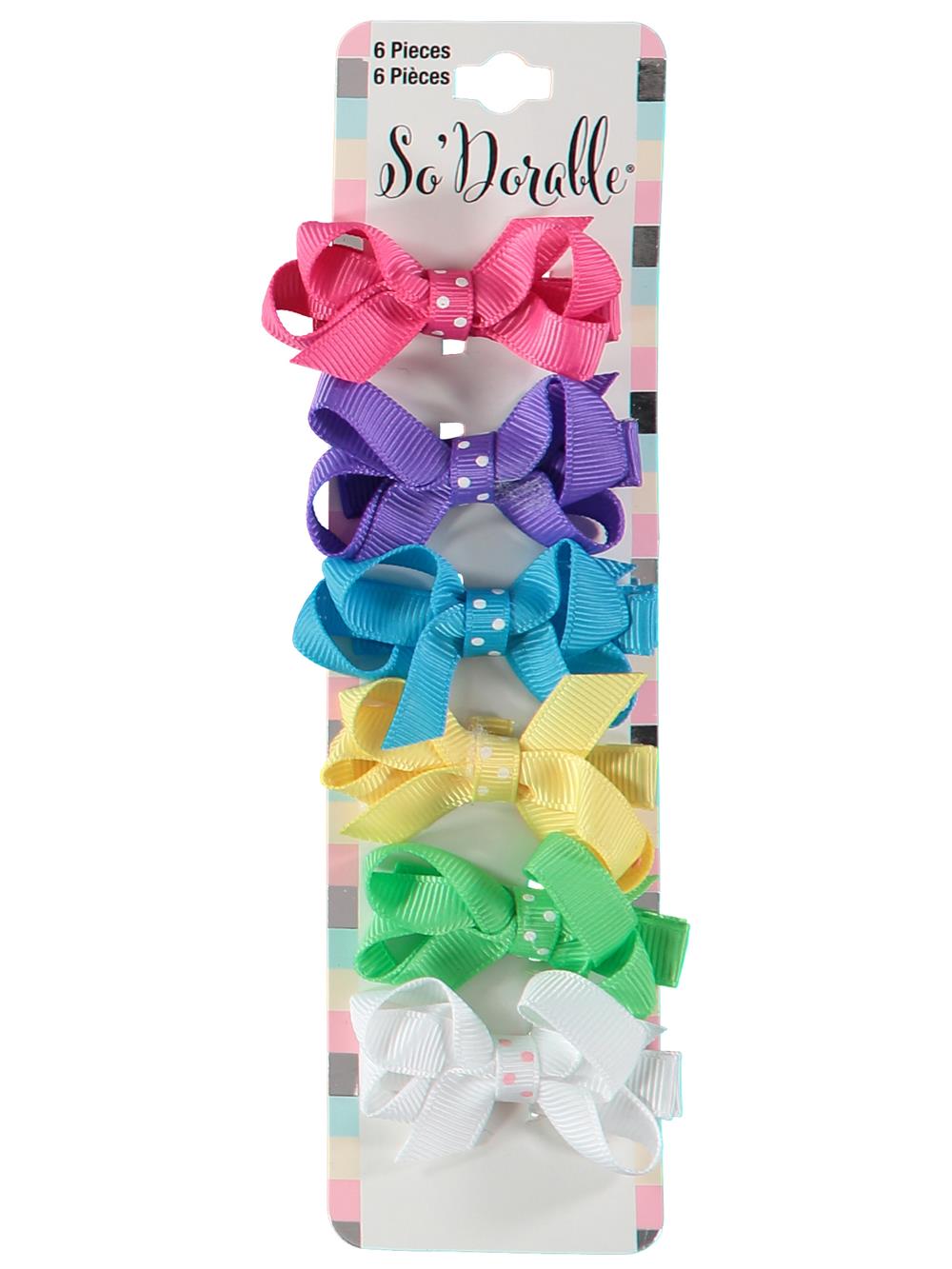 So Dorable 6 Piece Bow Clip Barrette - Colors May Vary