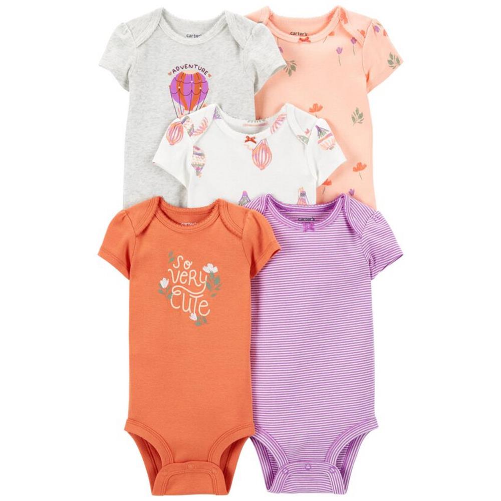 Carters Girls 0-24 Months 5-Pack Short-Sleeve Original Bodysuits