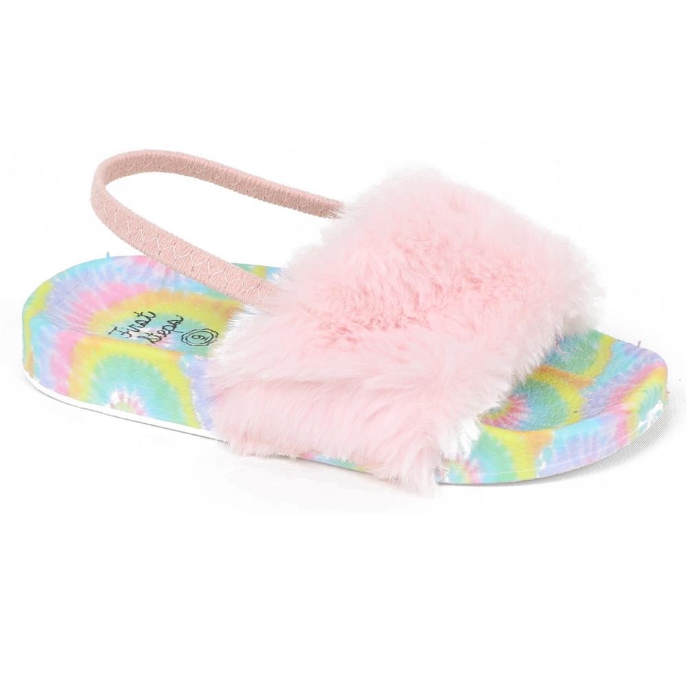 Stepping Stones Baby Girls and Toddler Girls Shoe Size 4-6 Fur Slide Sandal