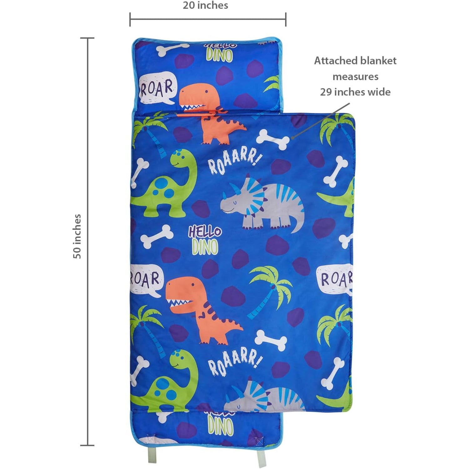 Everyday Kids Dinos Toddler Nap Mat with Removable Pillow