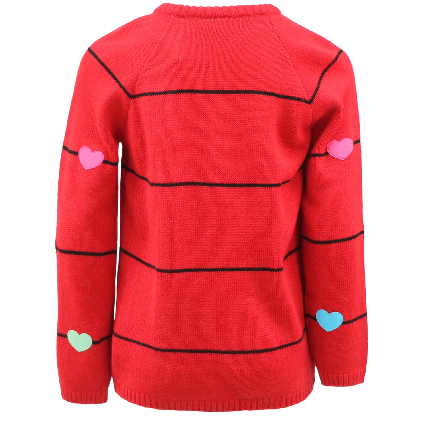 Cyndeelee Girls 2-16 Stripe Multicolored Felt Heart Sweater