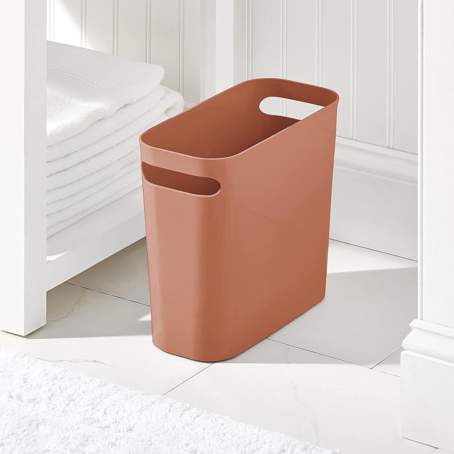 mDesign Plastic Small Trash Can, 1.5 Gallon, Terracotta