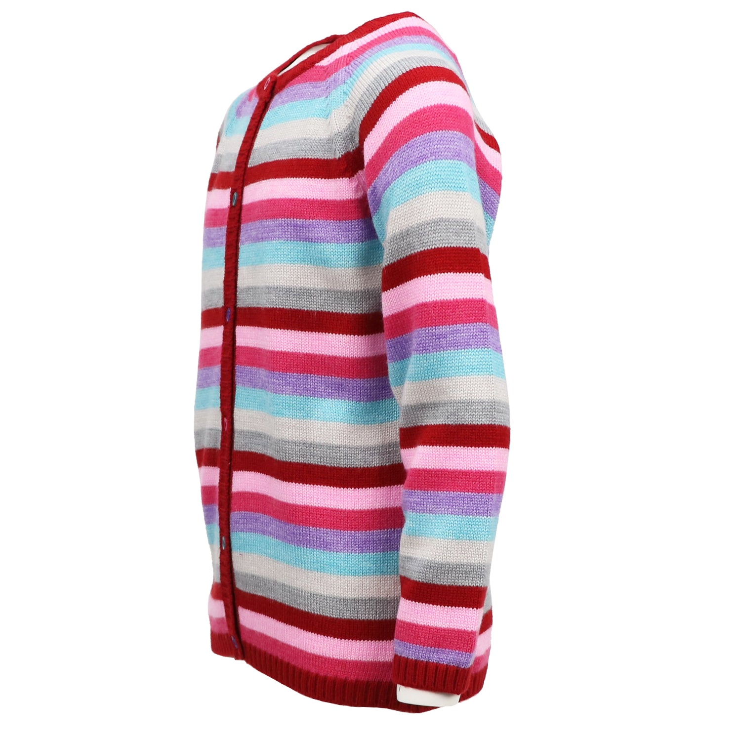 Cyndeelee Girls 2-16 Button Up Color Block Stripe Sweater Cardigan