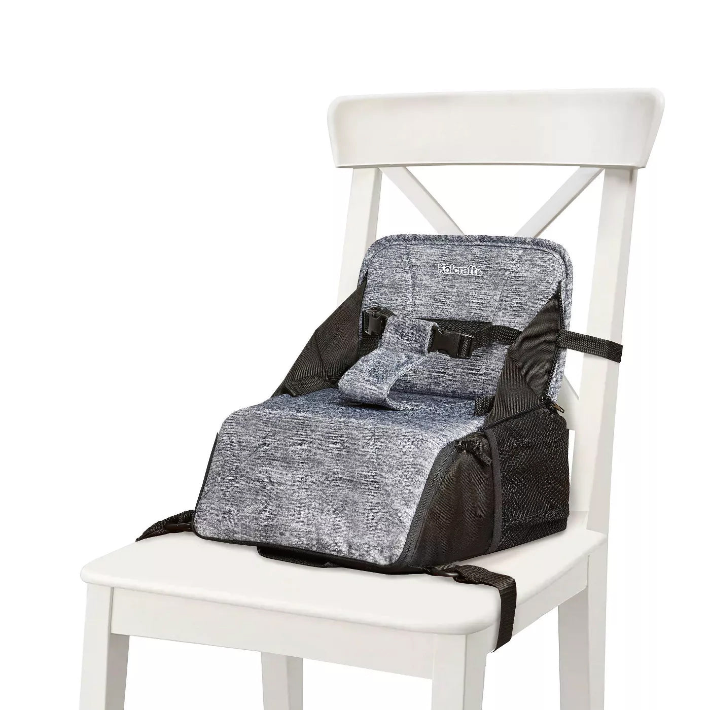 Kolcraft Travel Duo 2-in-1 Portable Booster Seat and Diaper Bag, Space Grey