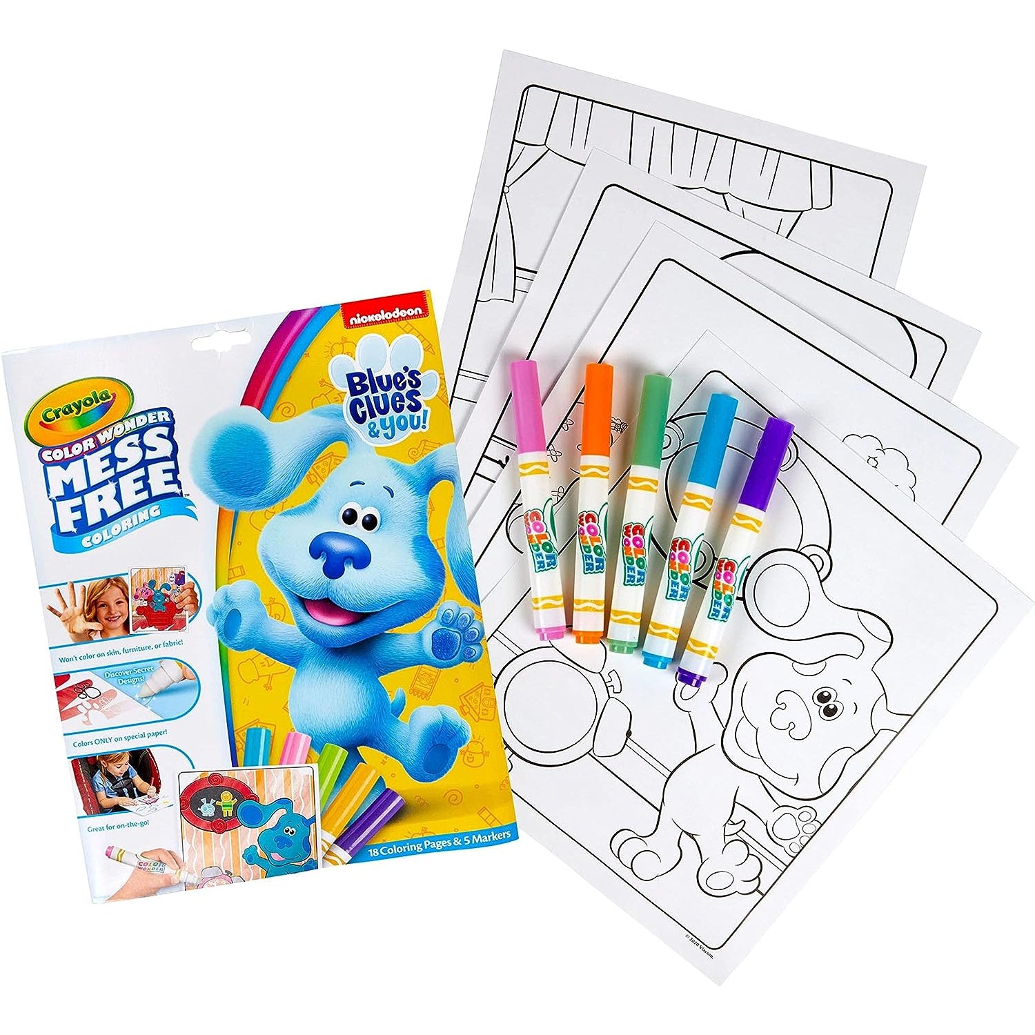 Crayola Blues Clues Color Wonder, 18 Mess Free Coloring Pages & 5 No Mess Markers