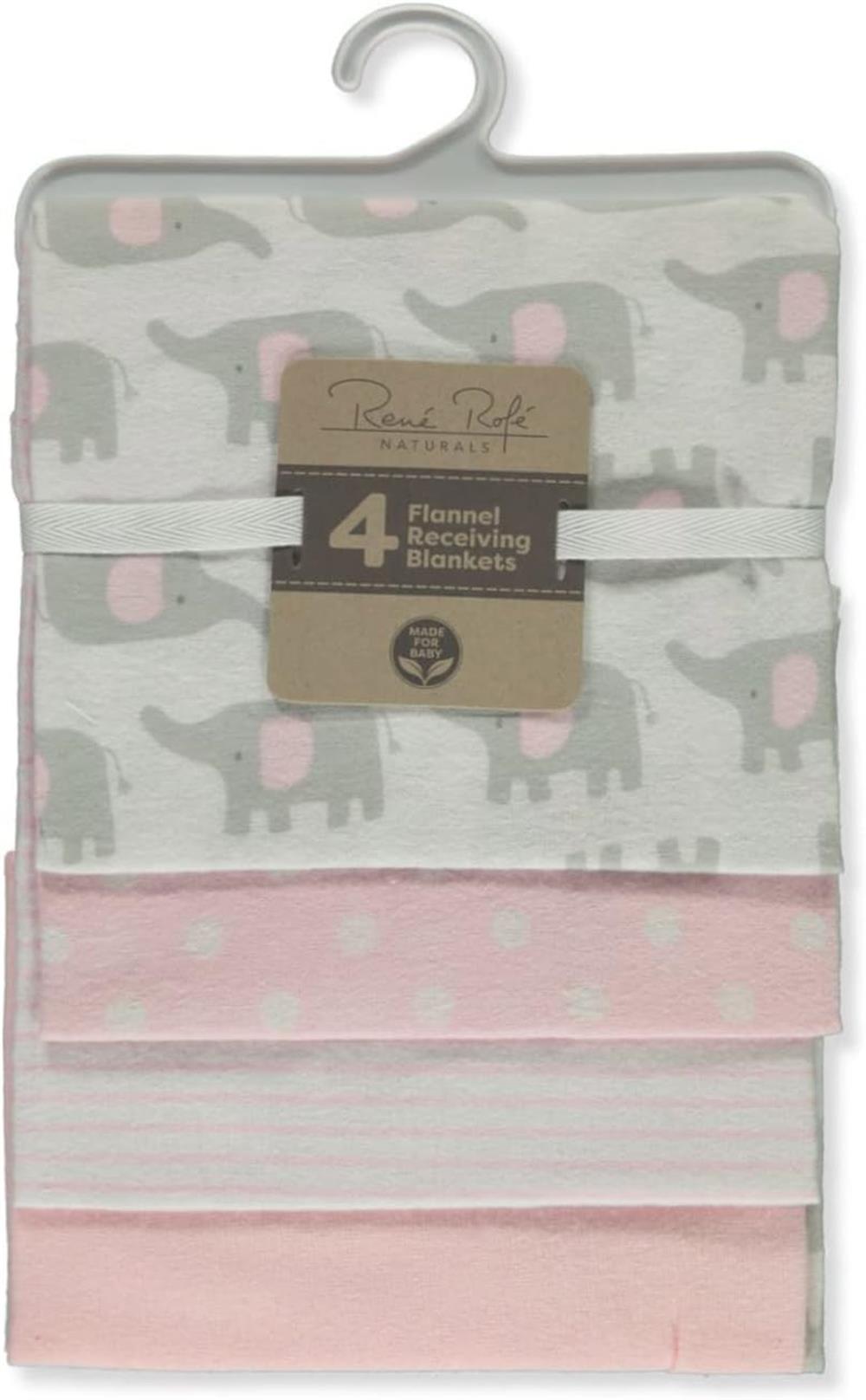 Rene Rofe 4-Pack Flannel Receiving Blankets - Pink/Multi, one Size