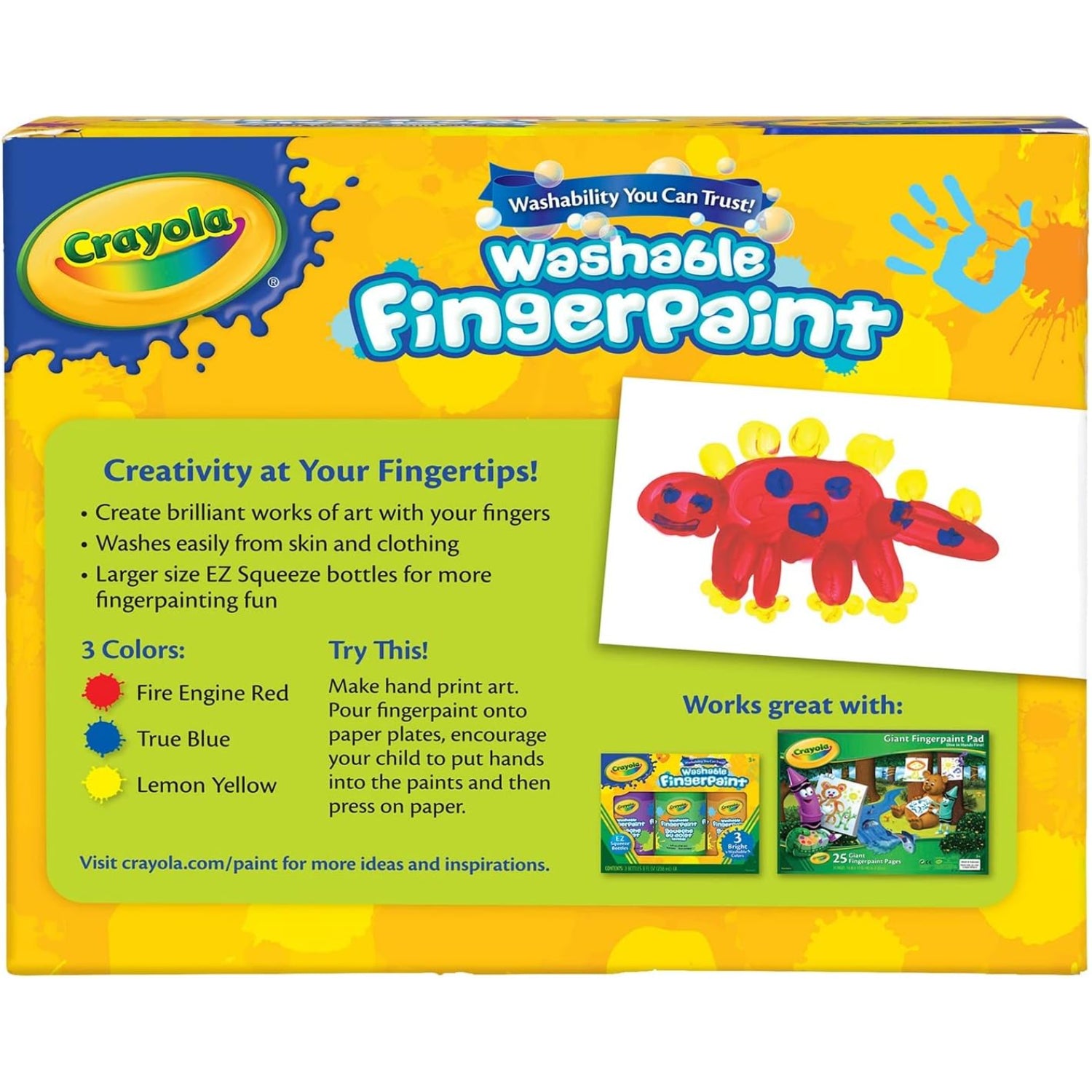 Crayola 8-Ounce Washable Fingerpaint-Primary (3 Count)