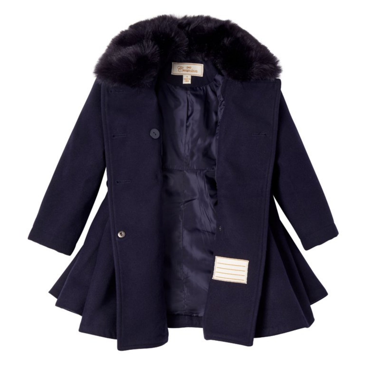 Rothschild Girls 7-20 Princess Faux Wool Coat with Faux Fur