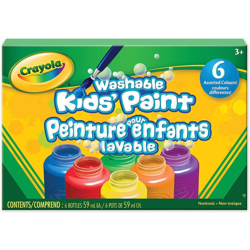 Crayola Washable Kids Paint, 6 Count, Kids At Home Activities, Painting Supplies, Gift, Assorted