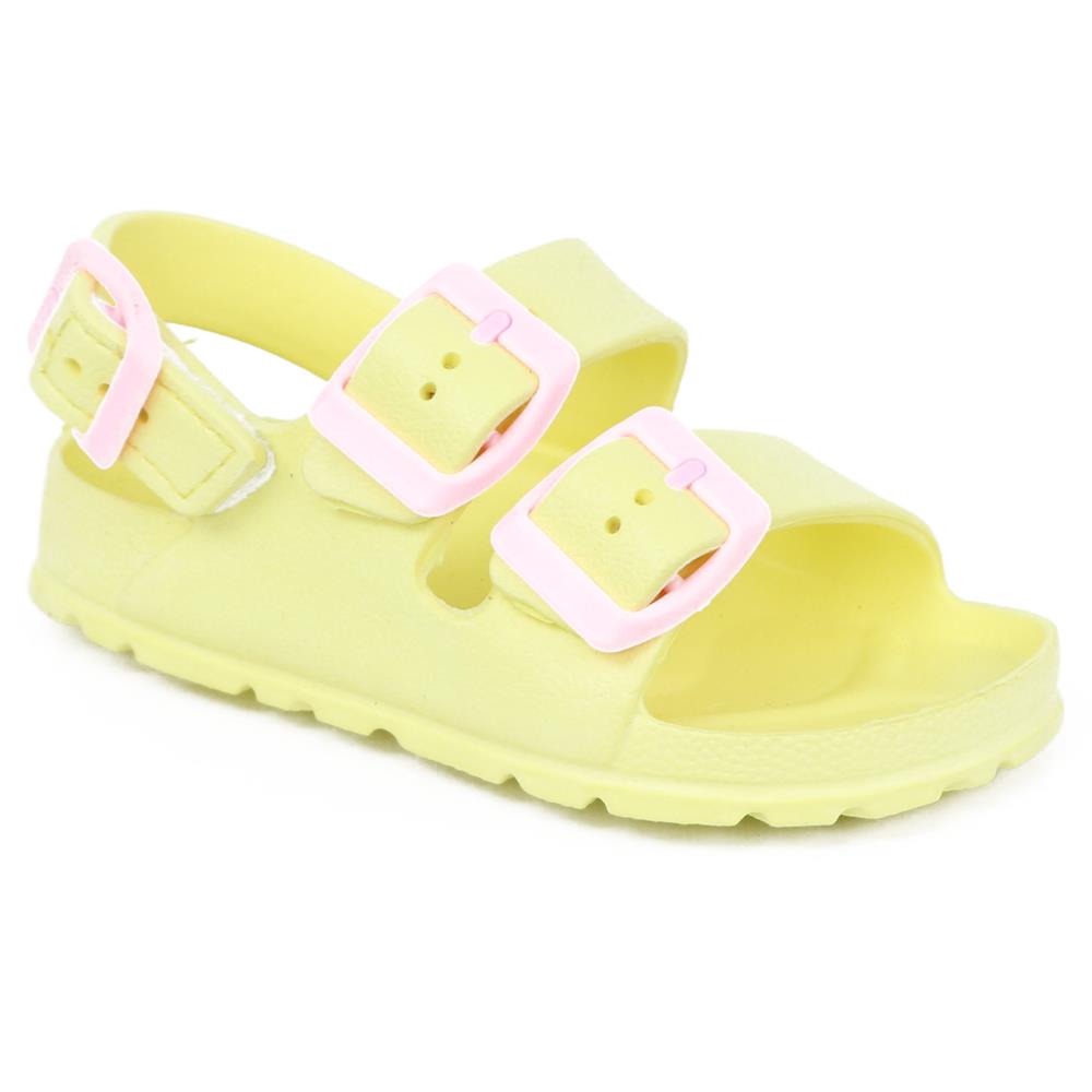 First Steps By Stepping Stones Baby and Infant Girl Sizes 4-6 Pastel Yellow Buckle Sandal