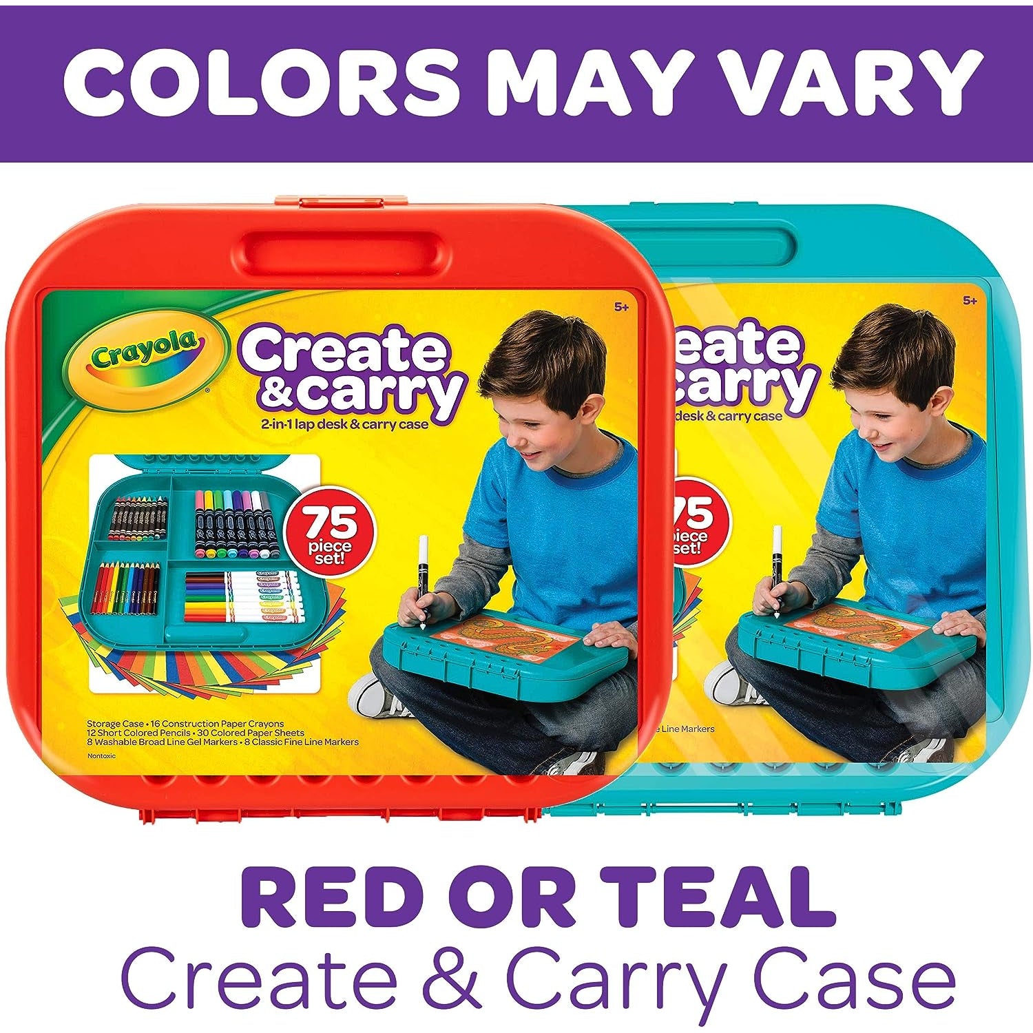 Crayola Create 'N Carry Art Set, 75 Pieces, Art Gift for Kids, Ages 5 & Up